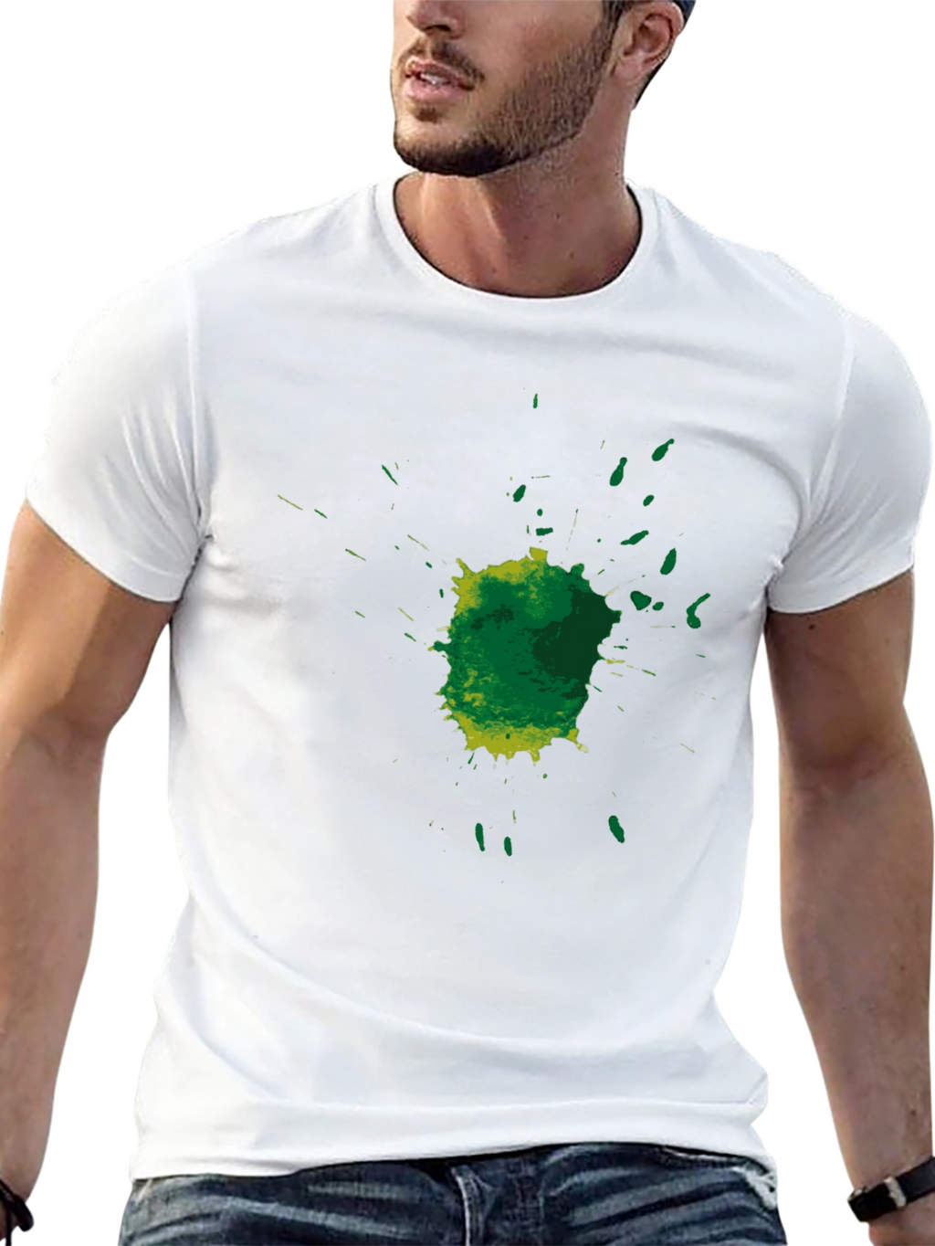Green Splatter Graphic Tee - Mens Black T-Shirt