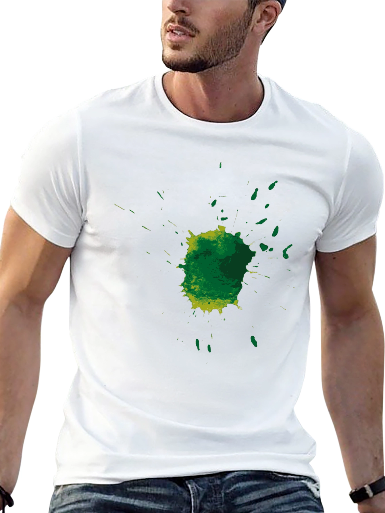 Green Splatter Graphic Tee - Mens Black T-Shirt
