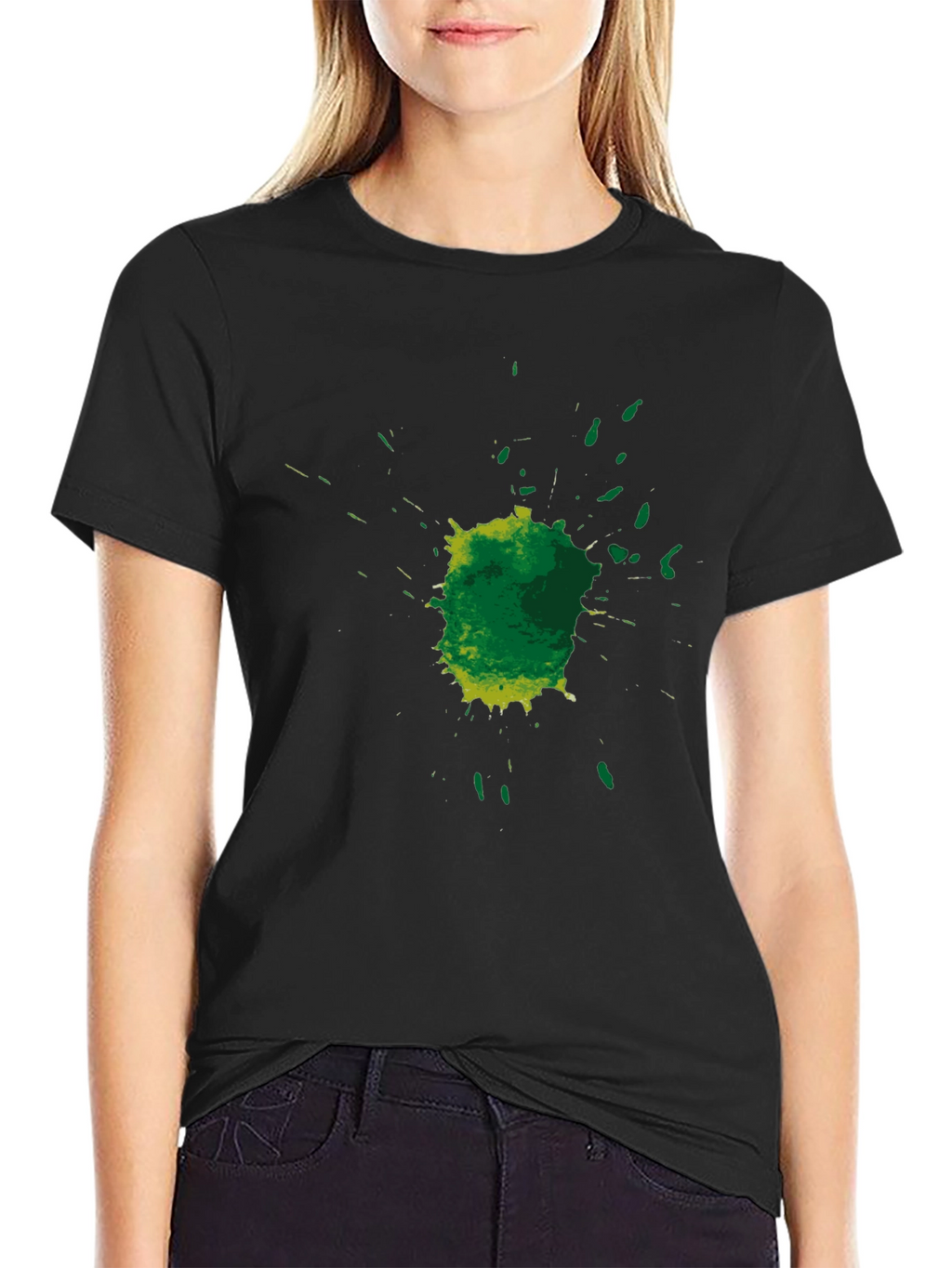 Green Splatter Graphic Tee - Mens Black T-Shirt