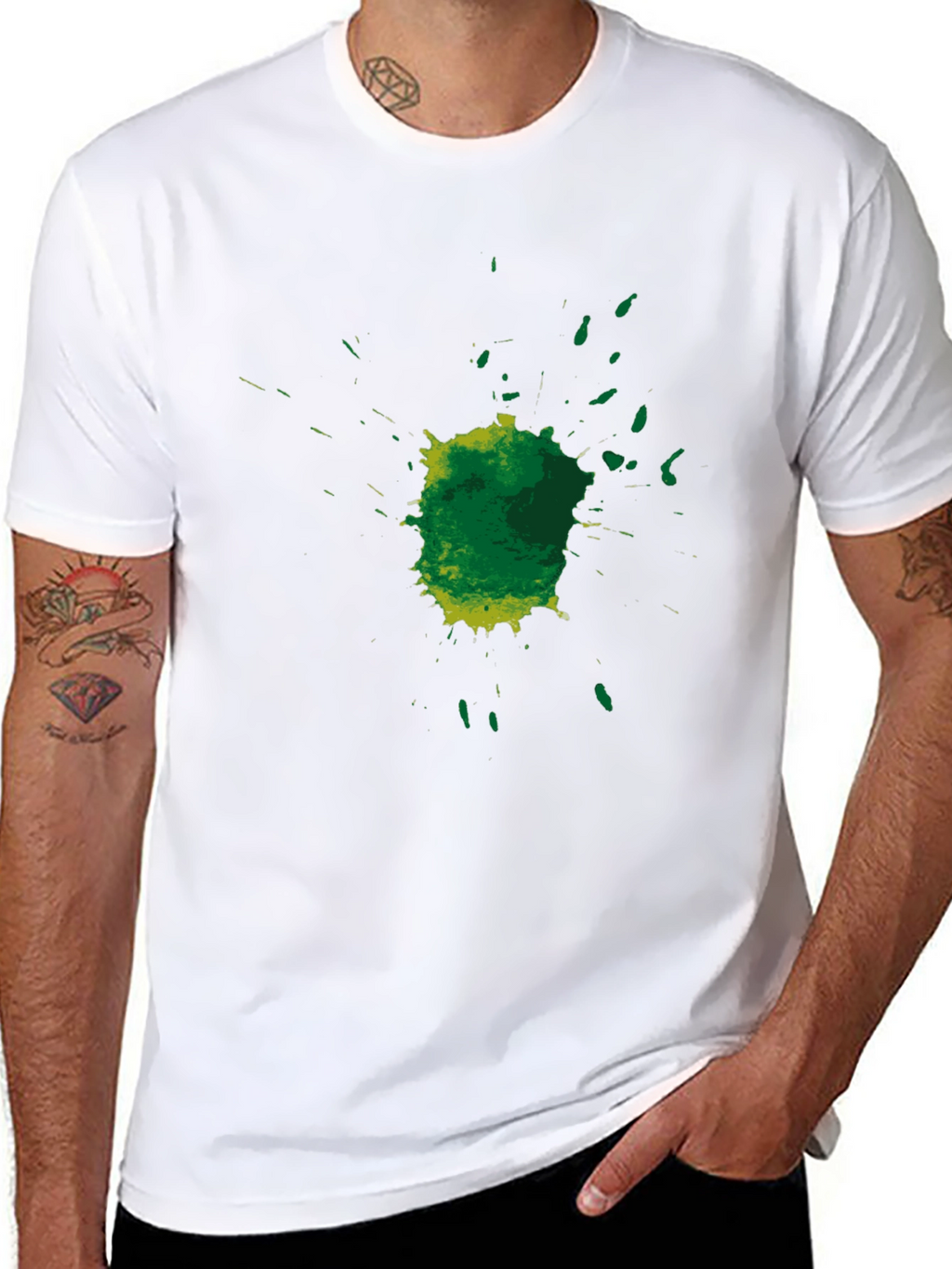 Green Splatter Graphic Tee - Mens Black T-Shirt