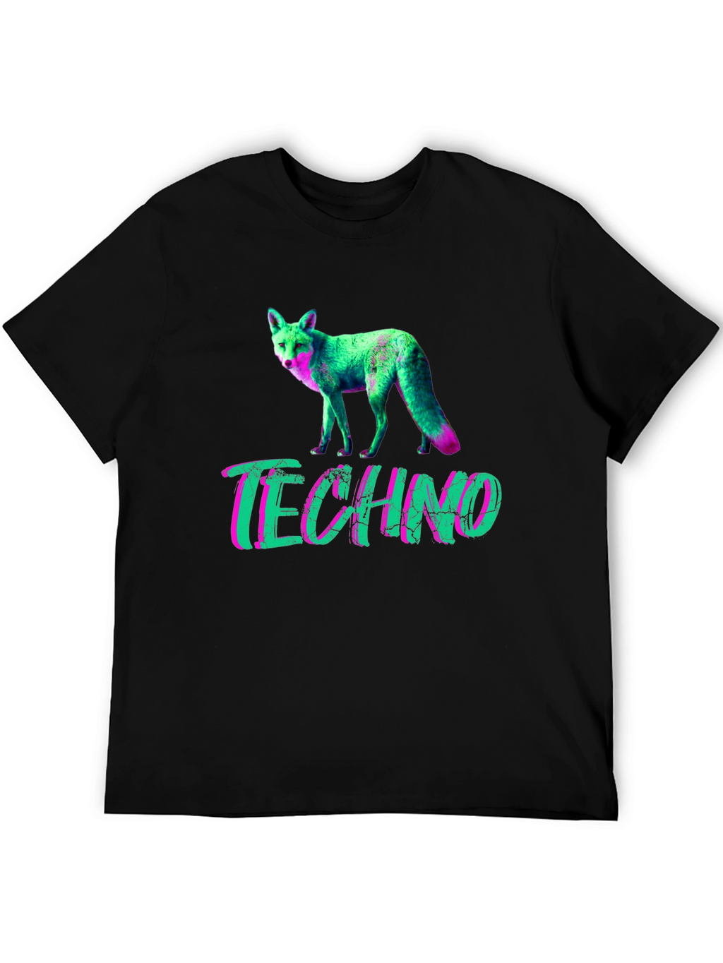 Techno Fox Graphic T-Shirt - Neon Style