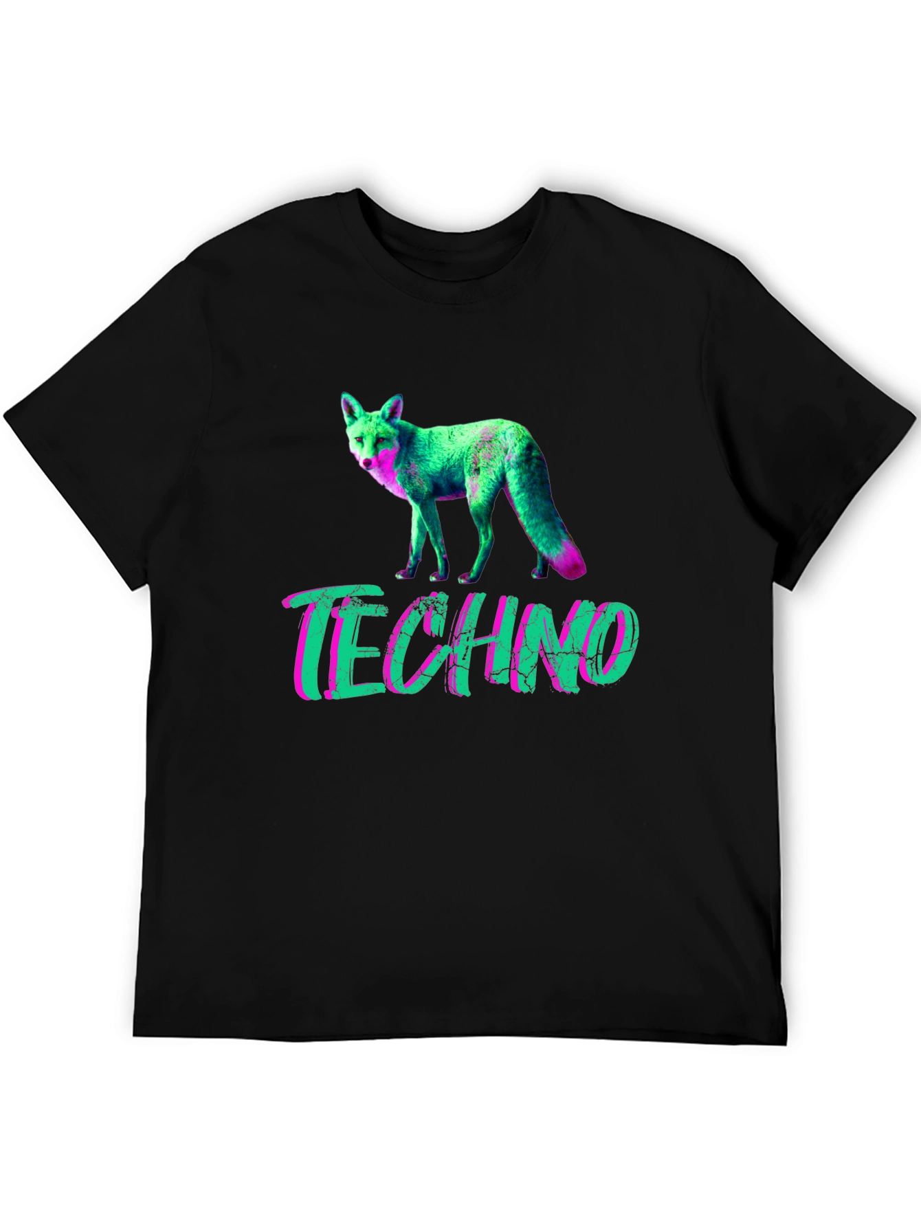 Techno Fox Graphic T-Shirt - Neon Style