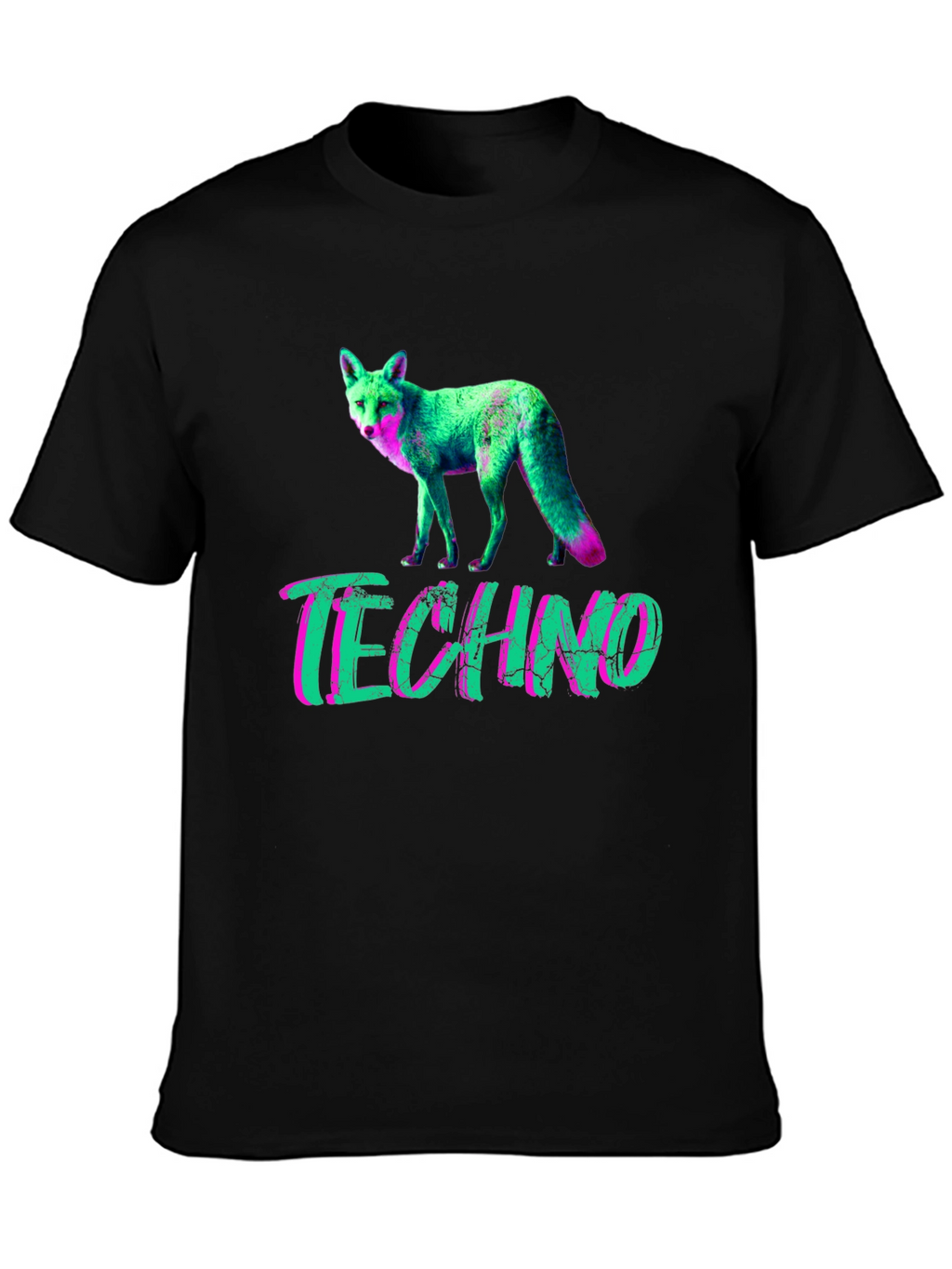 Techno Fox Graphic T-Shirt - Neon Style