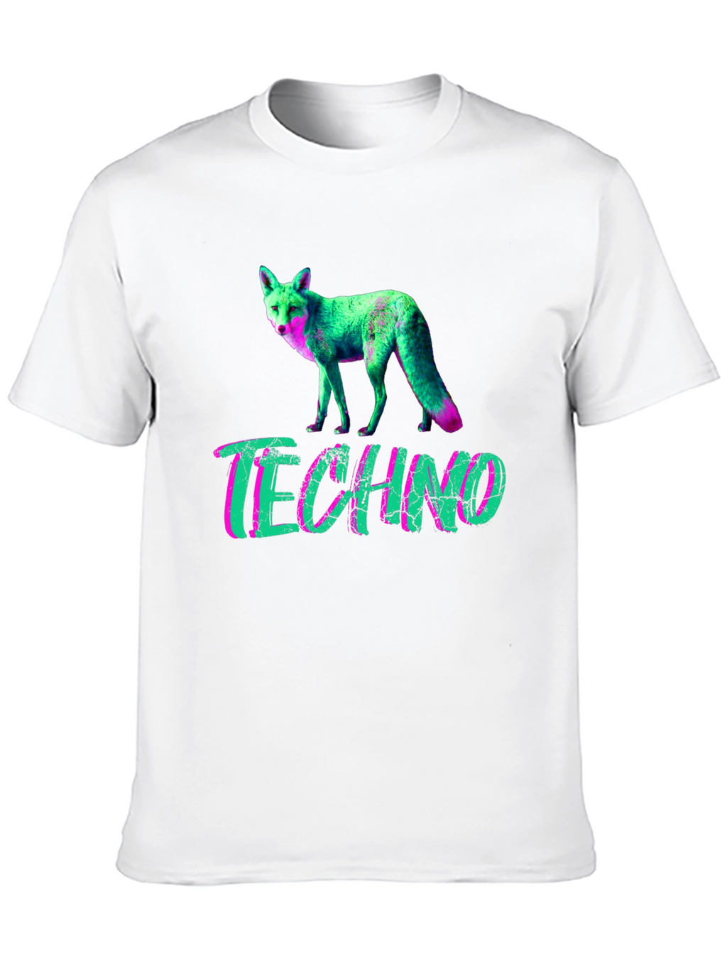 Techno Fox Graphic T-Shirt - Neon Style