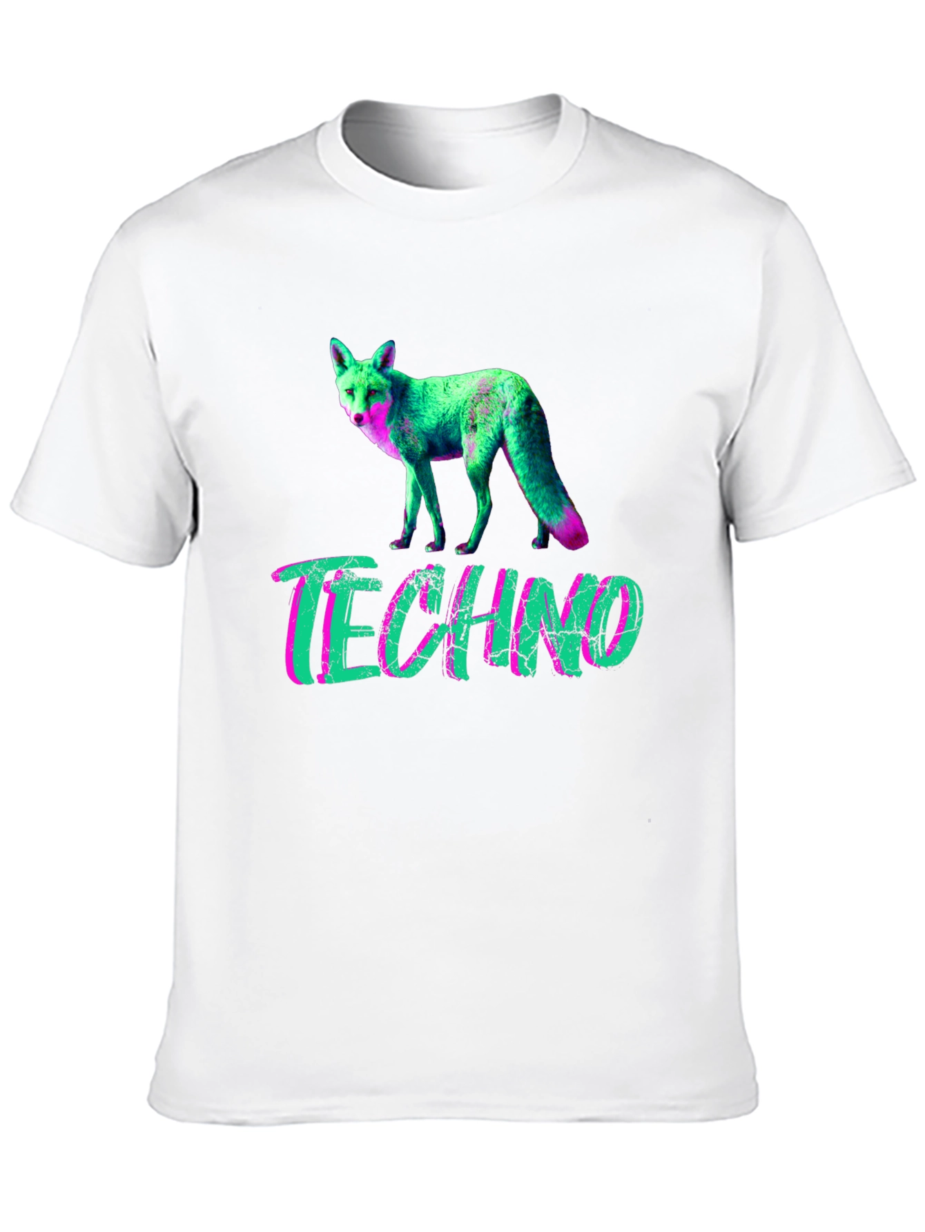 Techno Fox Graphic T-Shirt - Neon Style