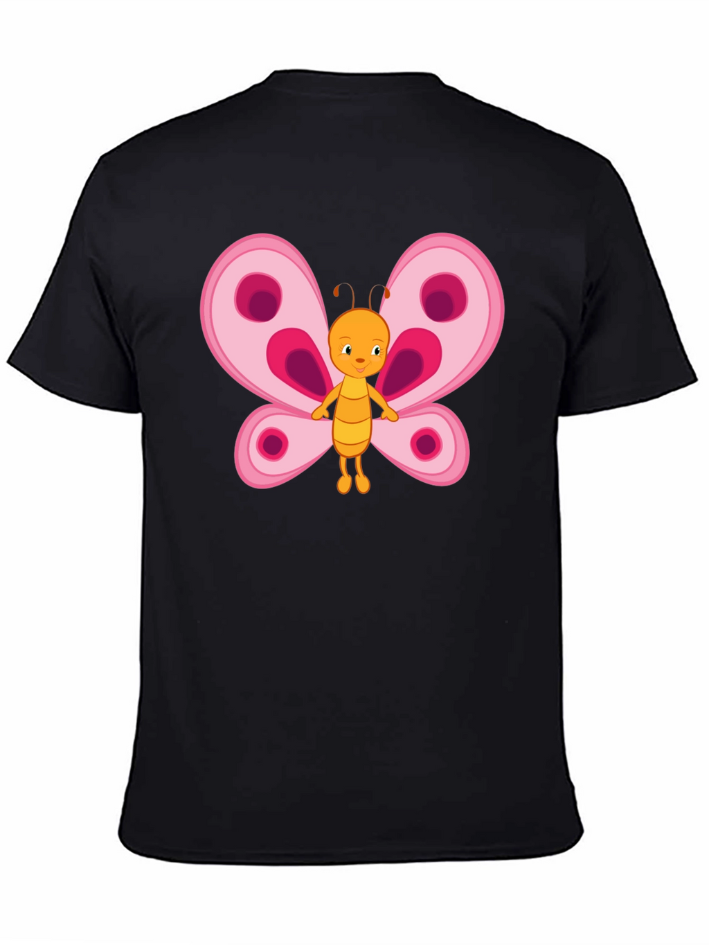 Butterfly Cartoon Black T-Shirt