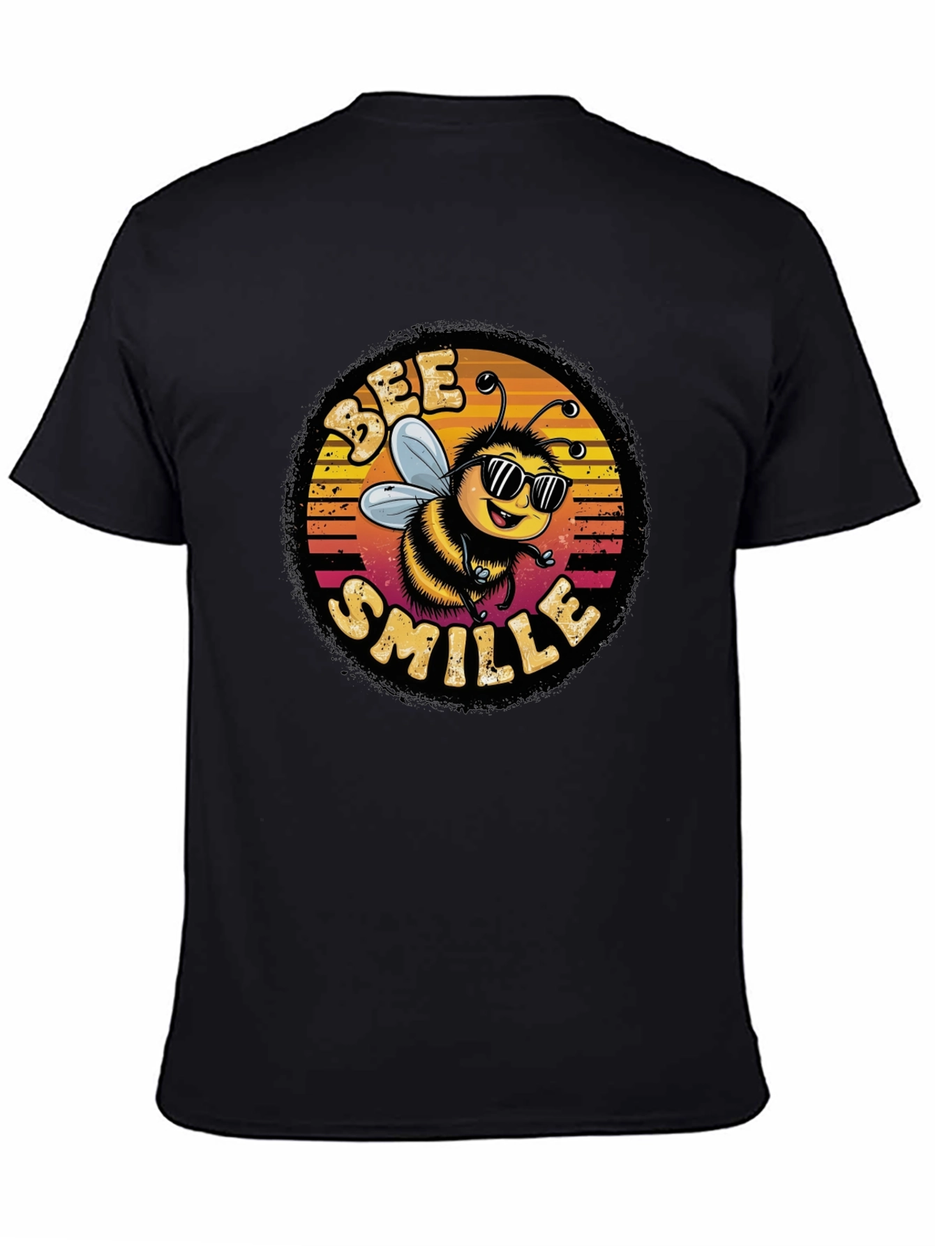 Bee Smile Graphic T-Shirt - Black