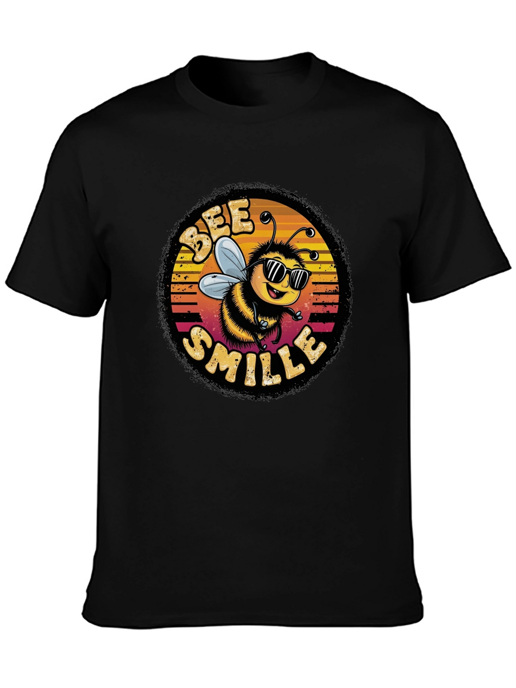 Bee Smile Graphic T-Shirt - Black