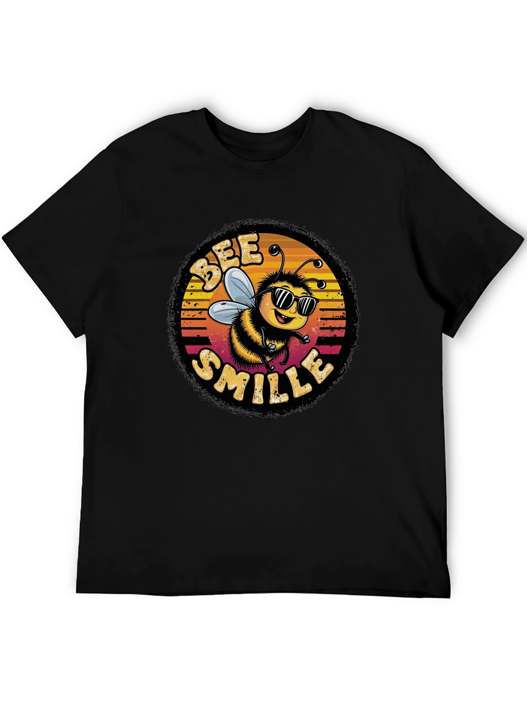 Bee Smile Graphic T-Shirt - Black