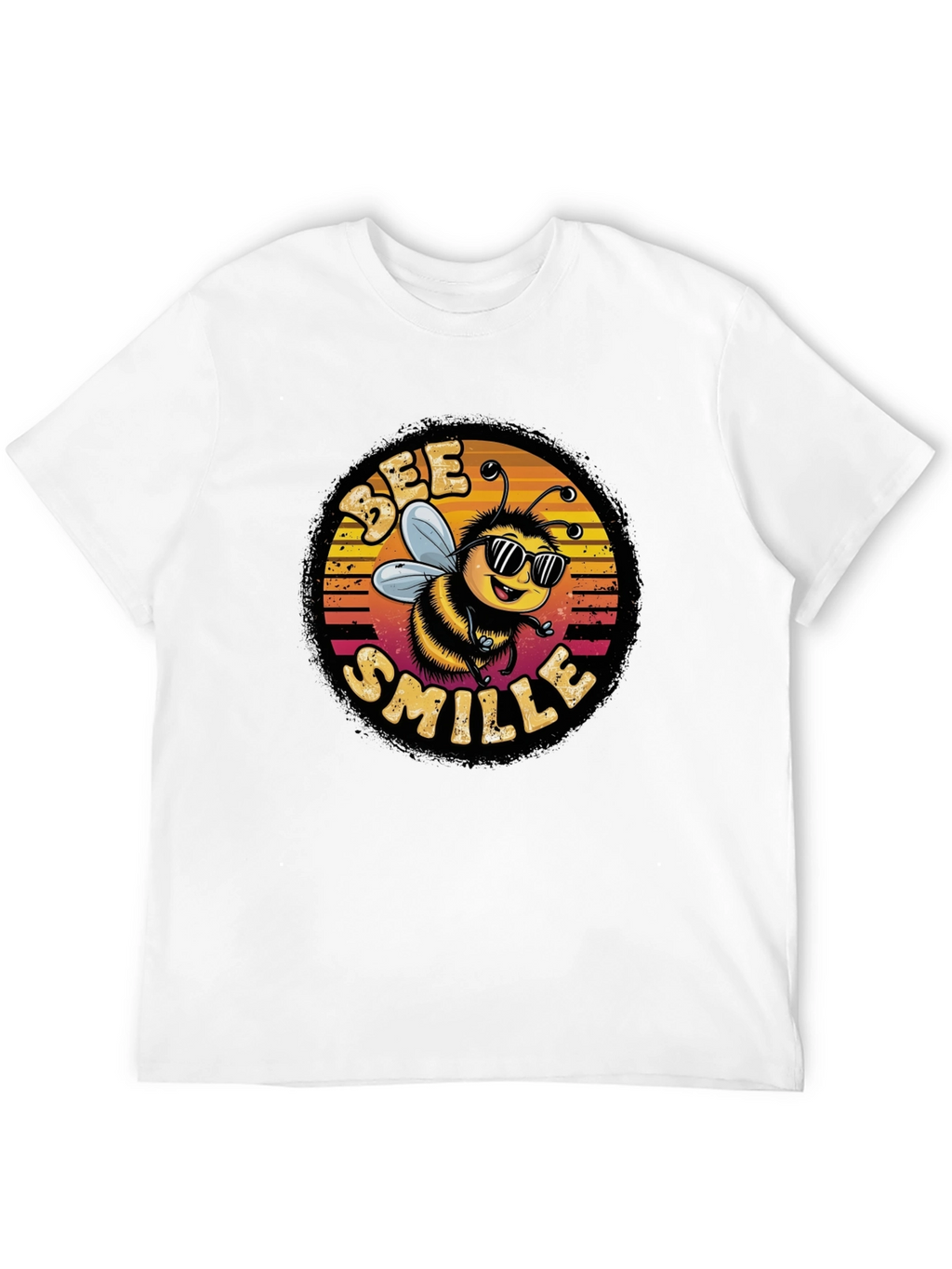 Bee Smile Graphic T-Shirt - Black