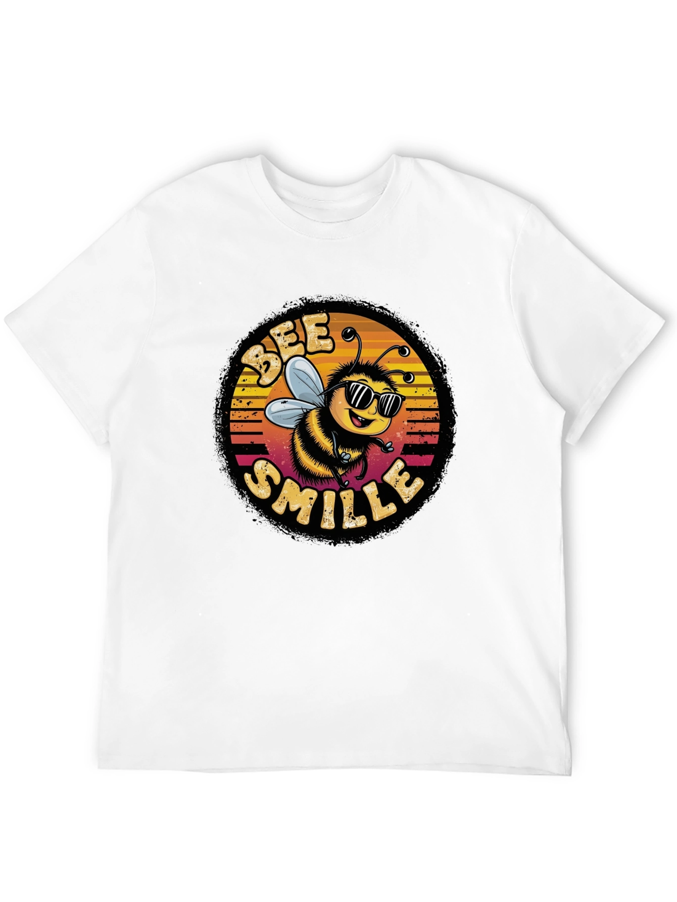 Bee Smile Graphic T-Shirt - Black