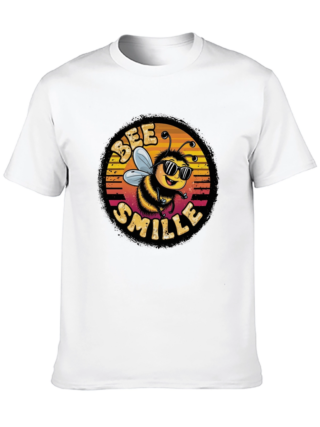 Bee Smile Graphic T-Shirt - Black