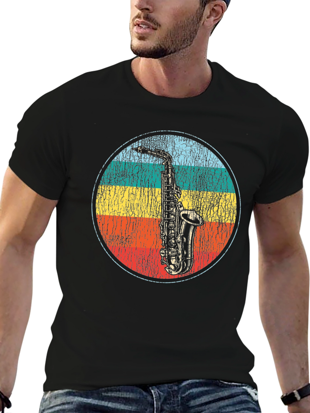 Retro Saxophone Graphic T-Shirt