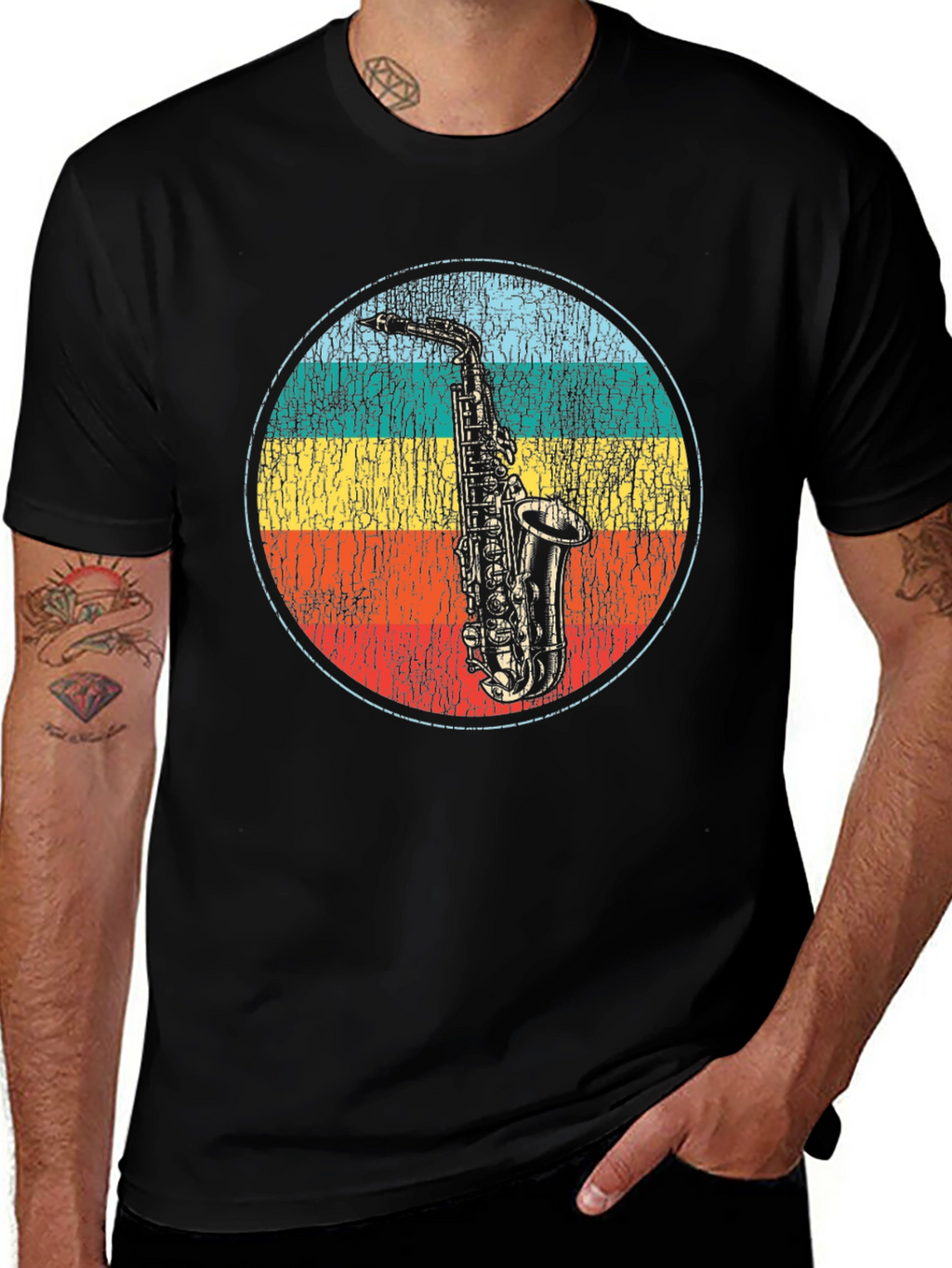Retro Saxophone Graphic T-Shirt