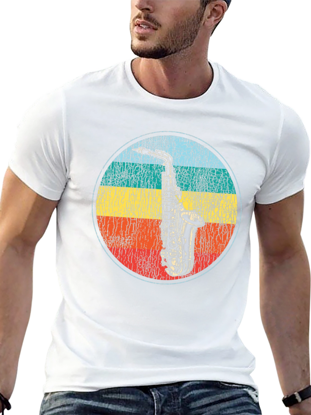 Retro Saxophone Graphic T-Shirt