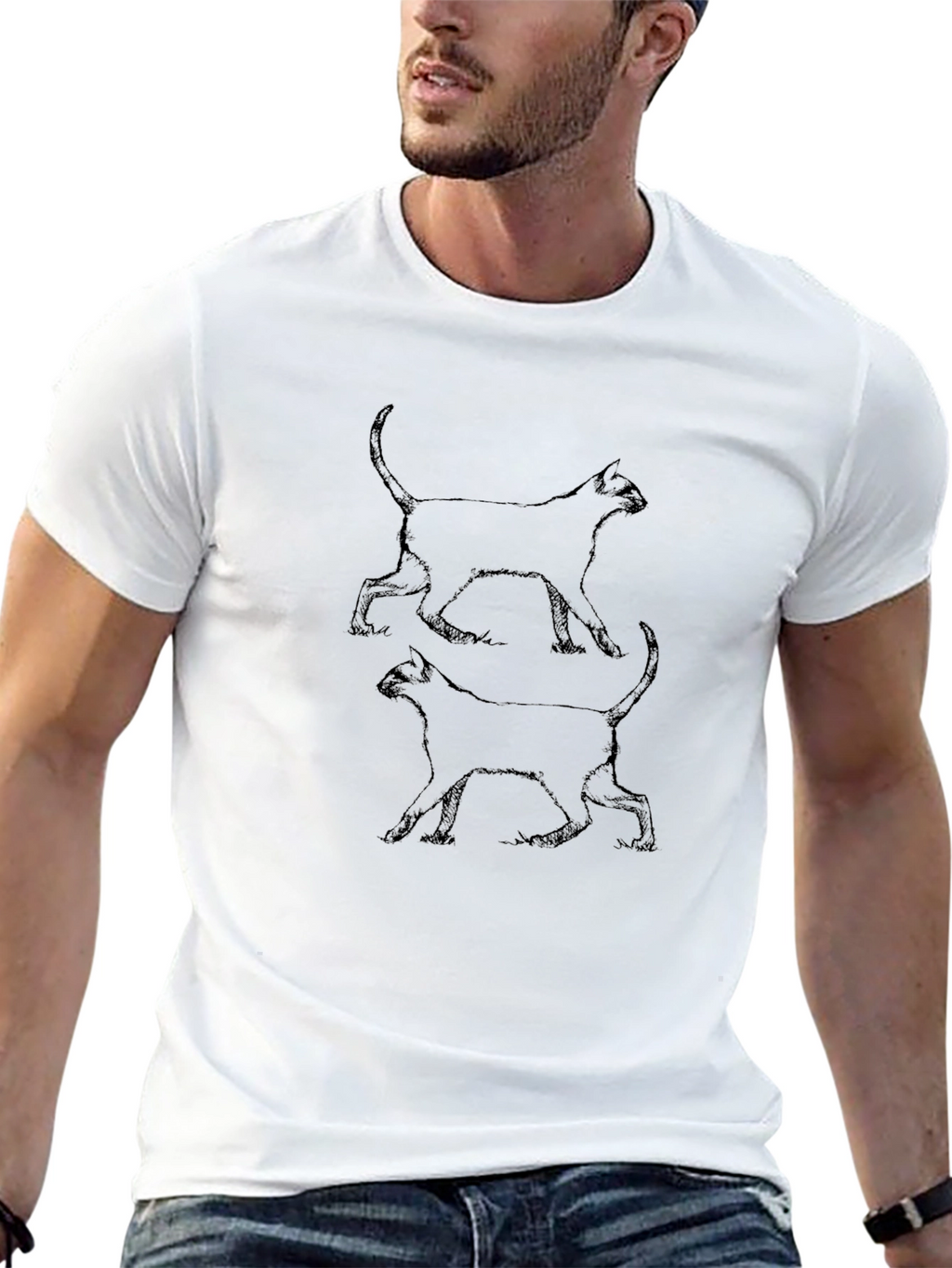 Mens Black Cat Graphic Tee