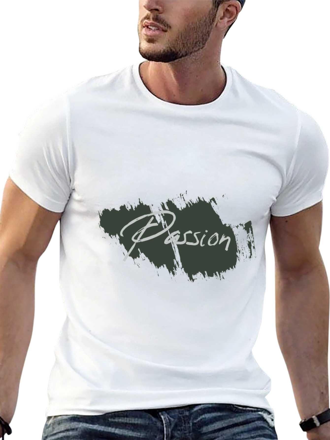 Mens Black Passion Print Crew Neck T-Shirt
