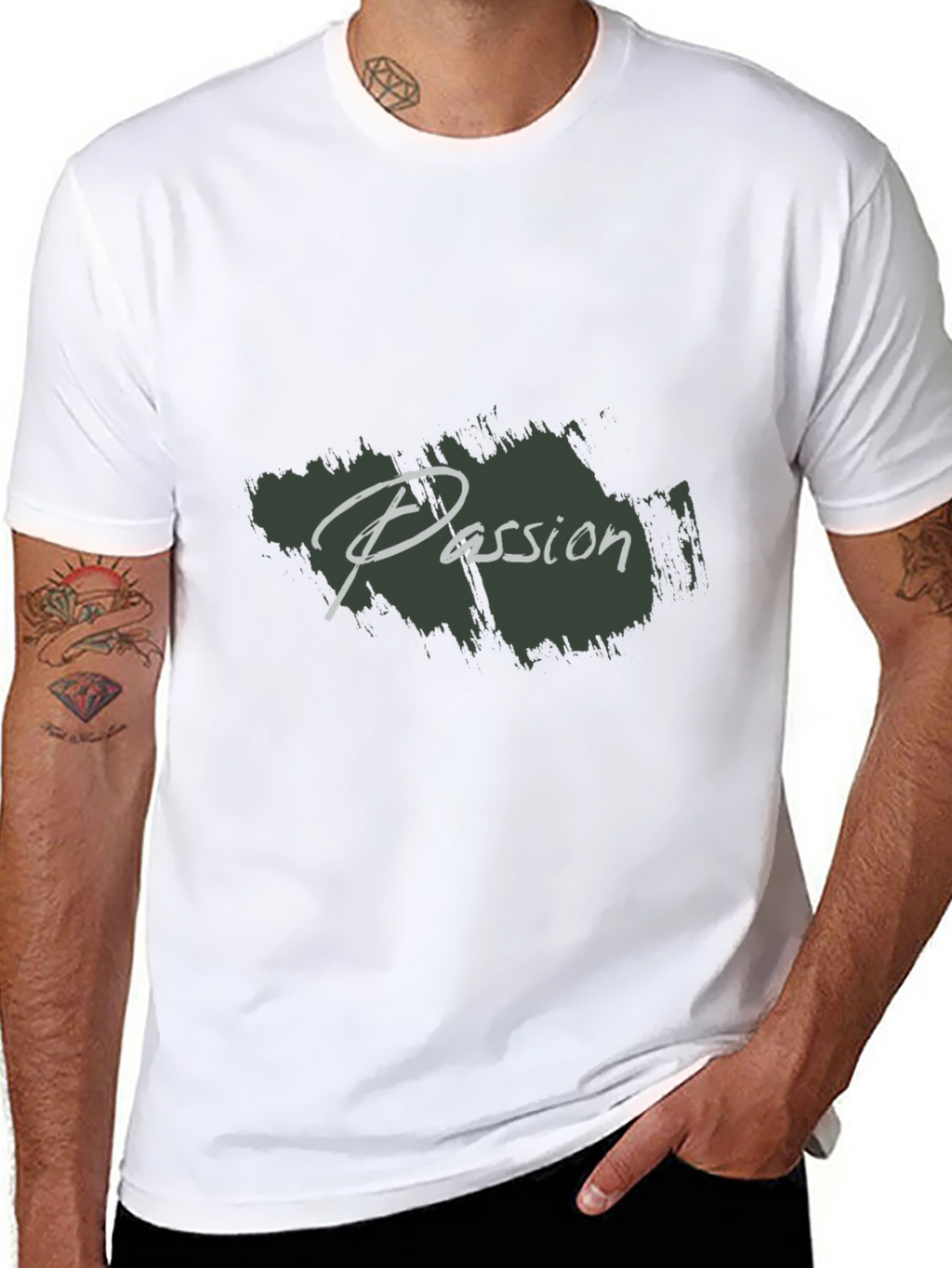 Mens Black Passion Print Crew Neck T-Shirt