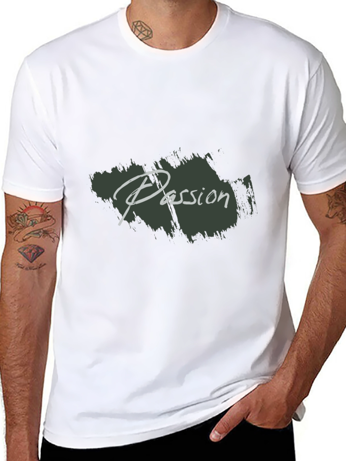 Mens Black Passion Print Crew Neck T-Shirt