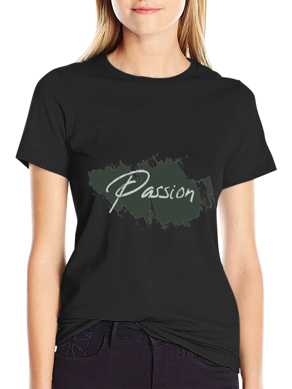 Mens Black Passion Print Crew Neck T-Shirt