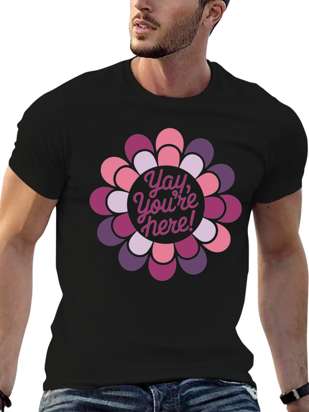 Yay Youre Here! Floral Graphic Tee