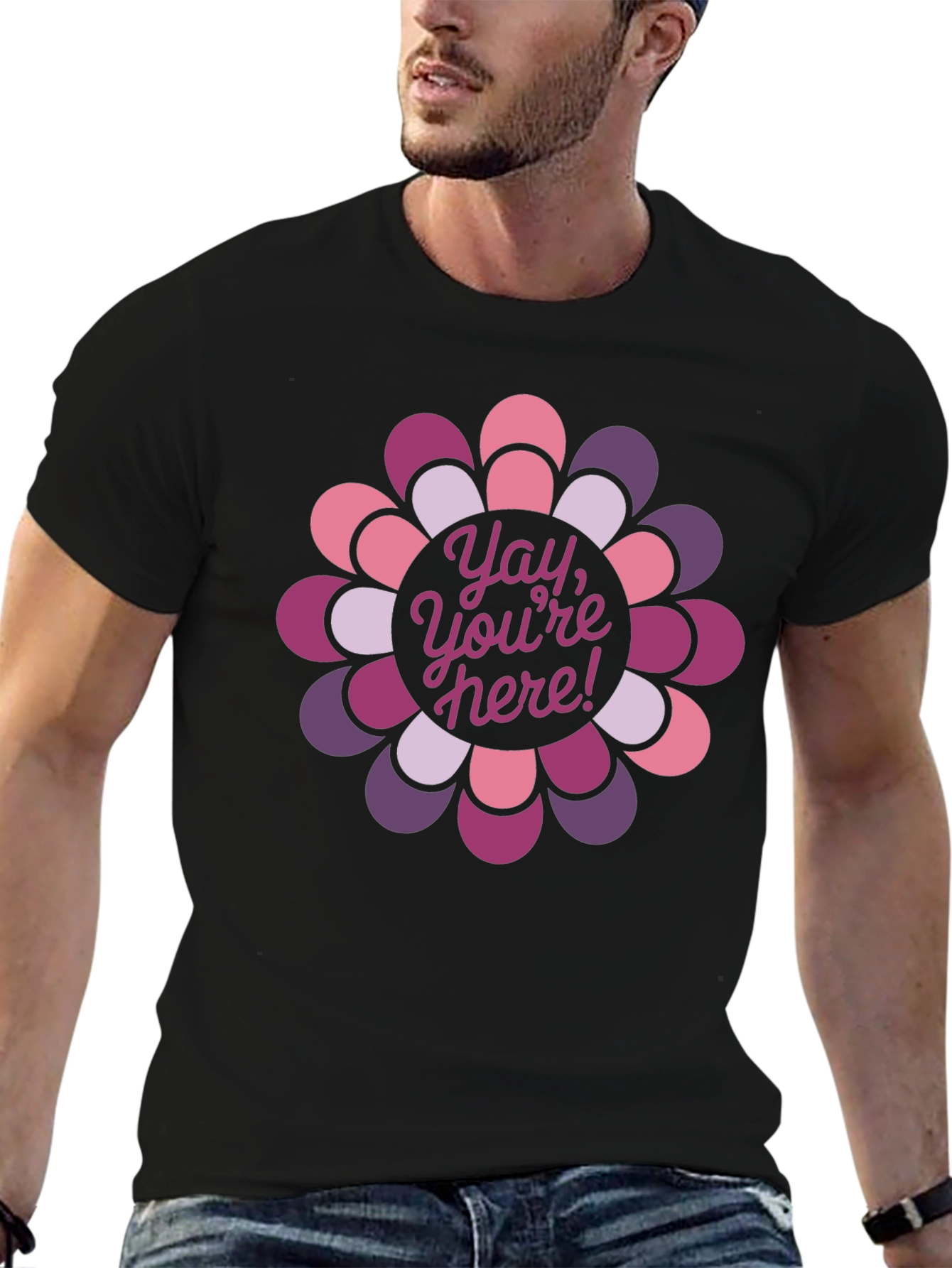 Yay Youre Here! Floral Graphic Tee