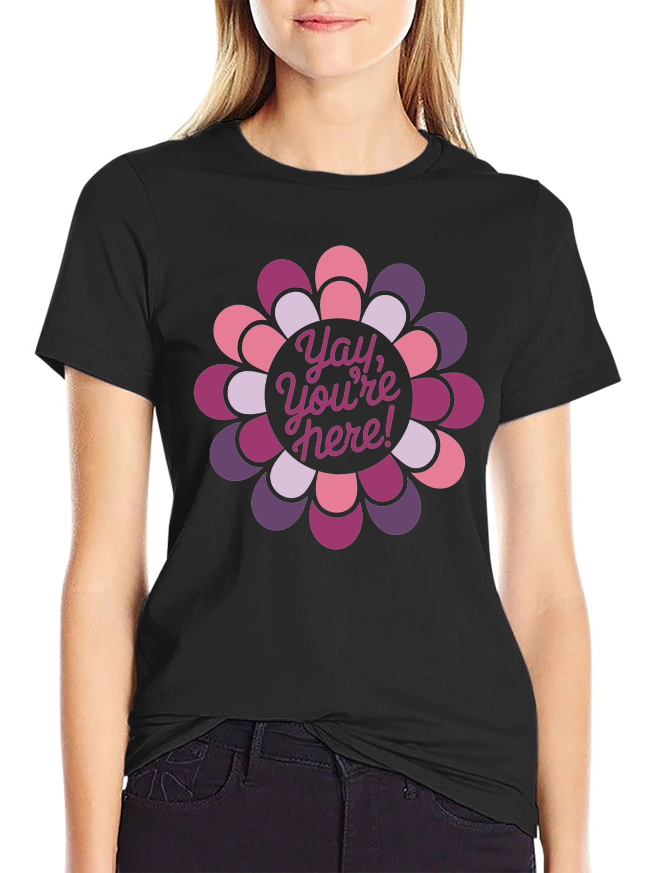 Yay Youre Here! Floral Graphic Tee