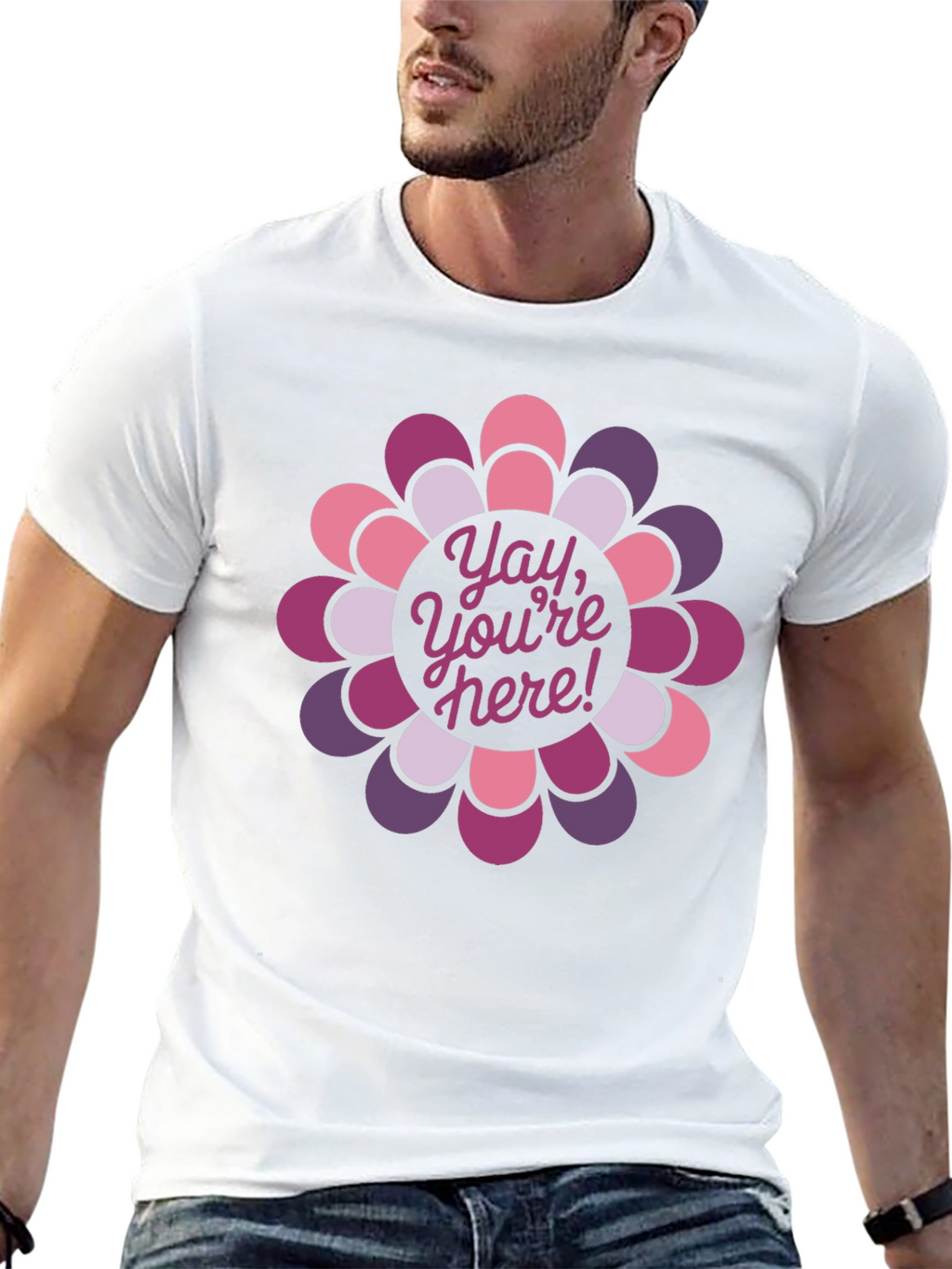 Yay Youre Here! Floral Graphic Tee