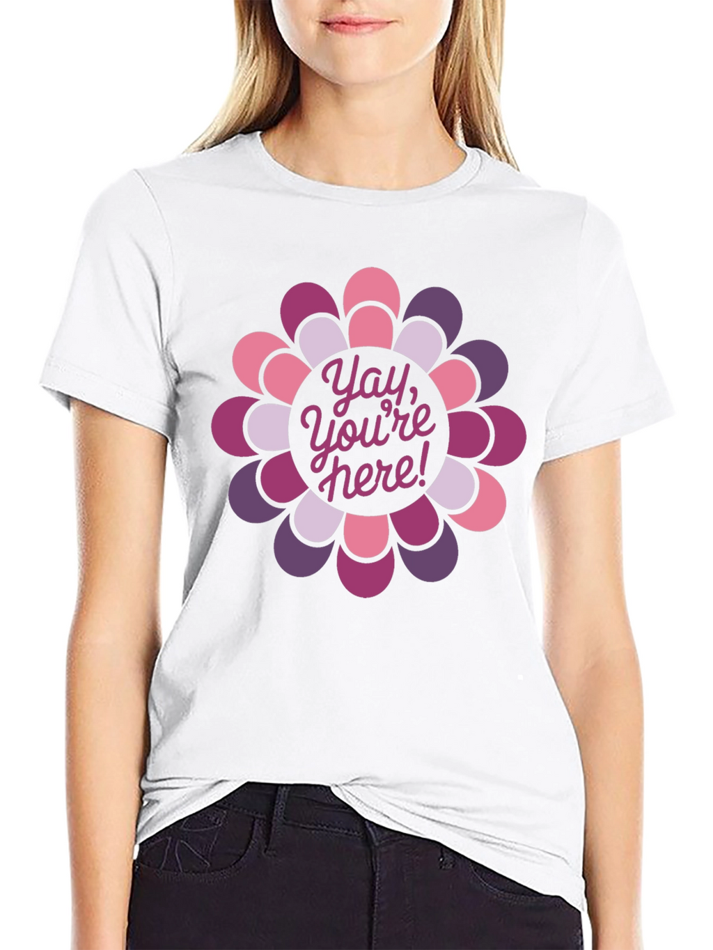 Yay Youre Here! Floral Graphic Tee