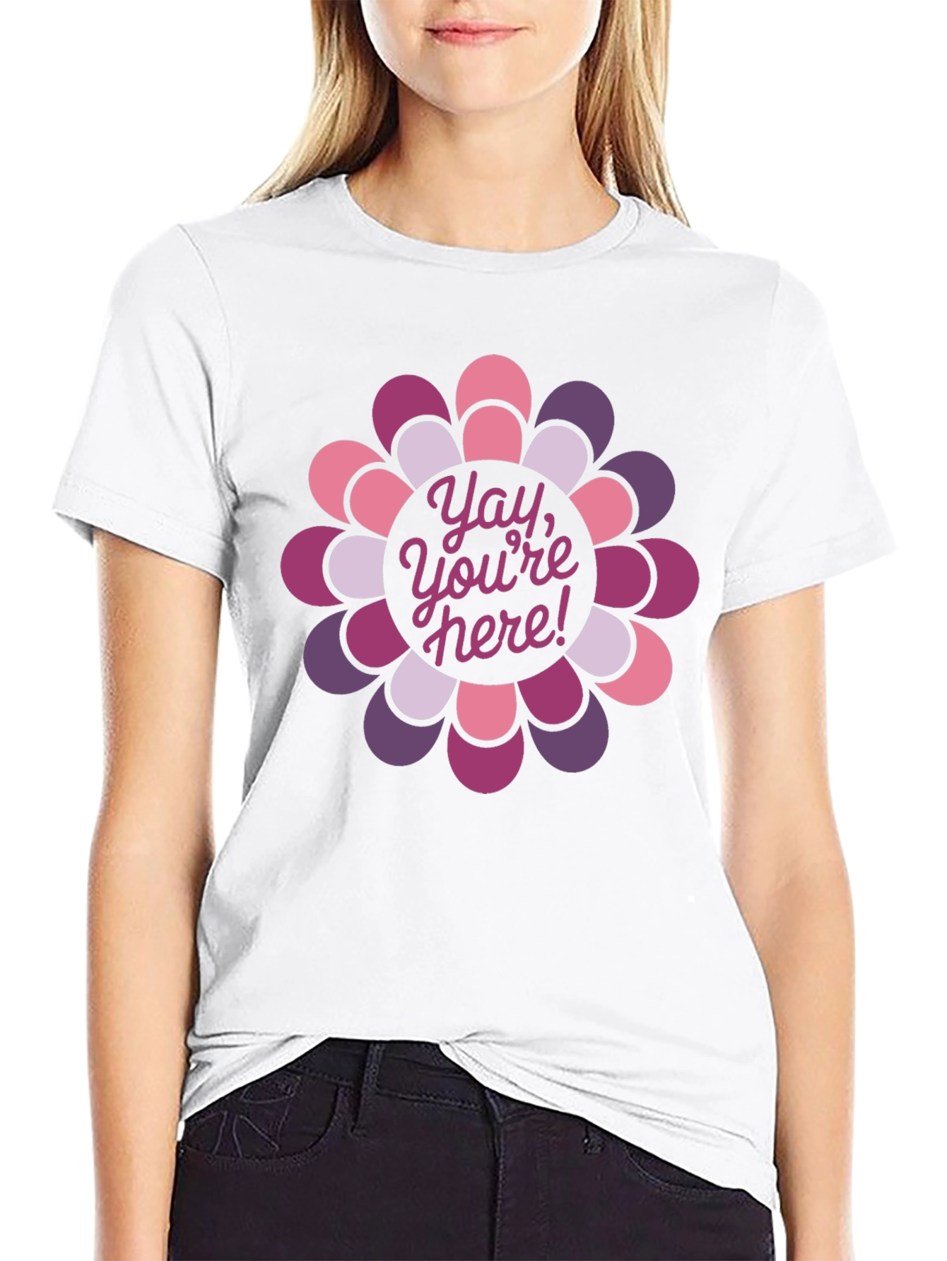 Yay Youre Here! Floral Graphic Tee