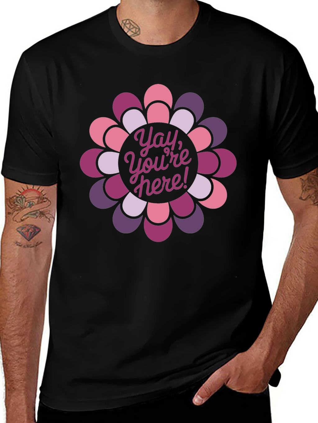 Yay Youre Here! Floral Graphic Tee