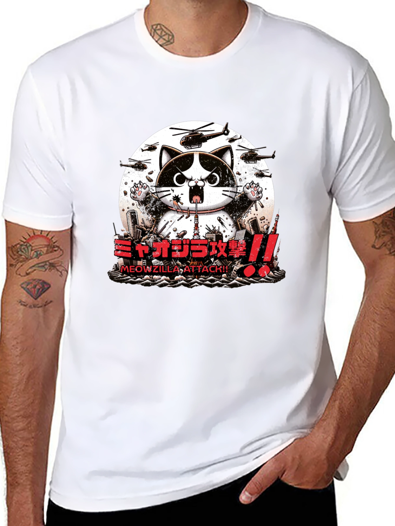 Meowzilla Attack Graphic Tee