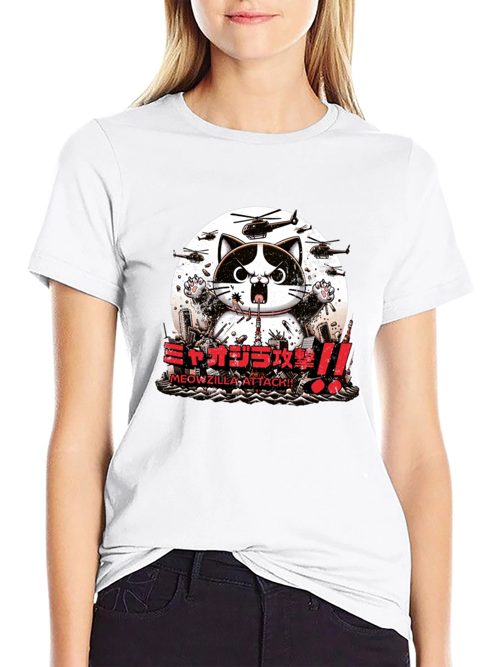 Meowzilla Attack Graphic Tee