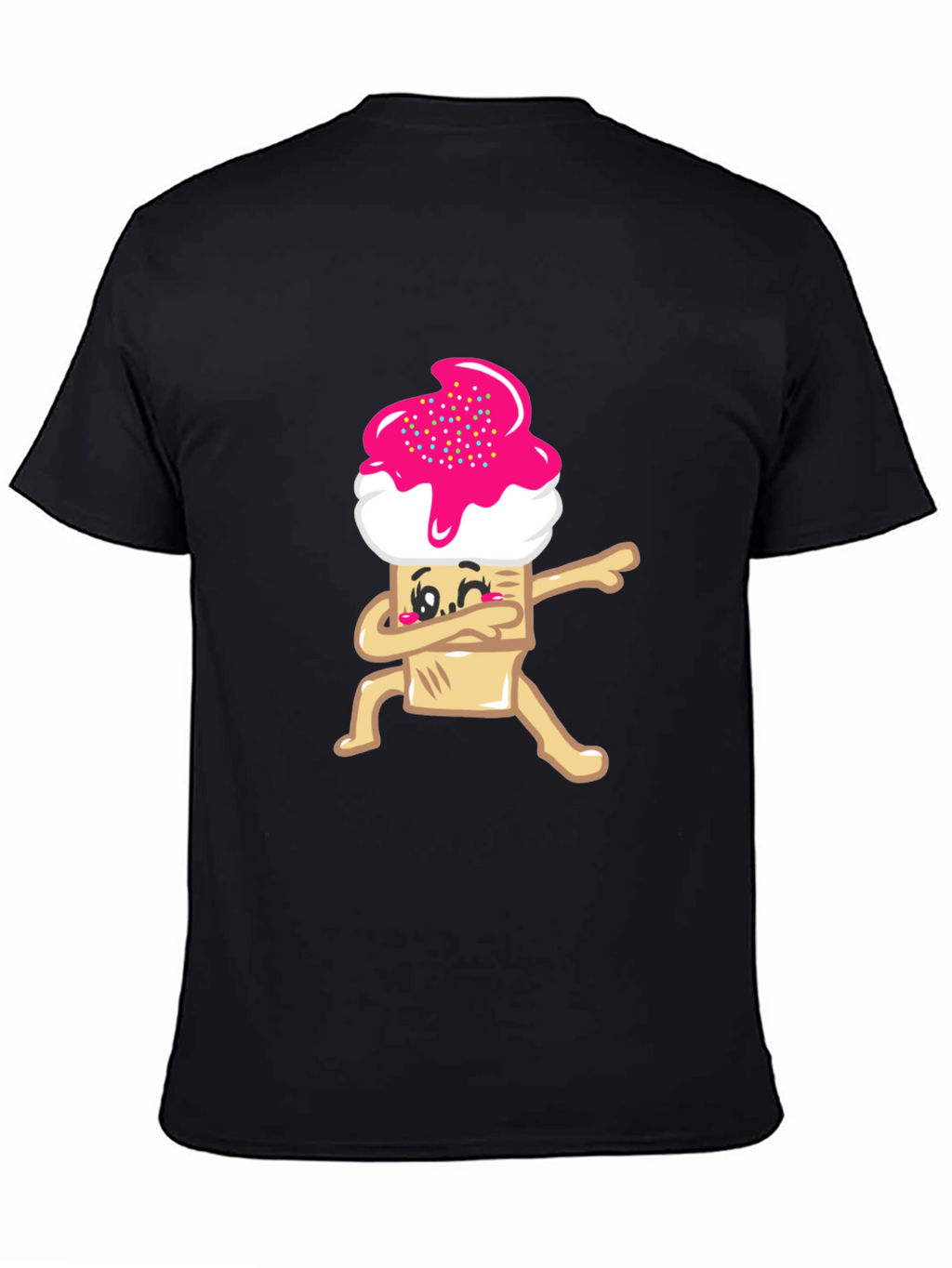 Dabbing Cupcake Graphic Tee - Black Cotton T-Shirt