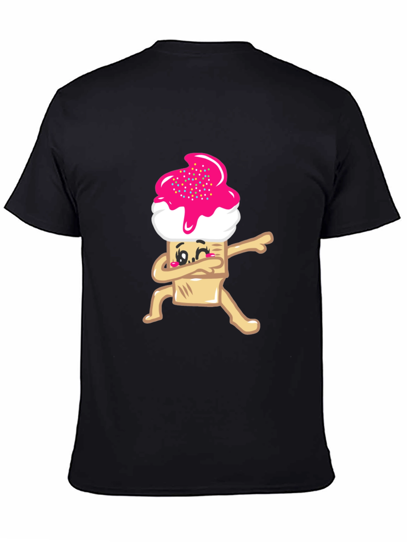 Dabbing Cupcake Graphic Tee - Black Cotton T-Shirt
