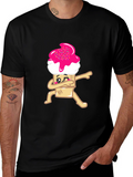 Dabbing Cupcake Graphic Tee - Black Cotton T-Shirt