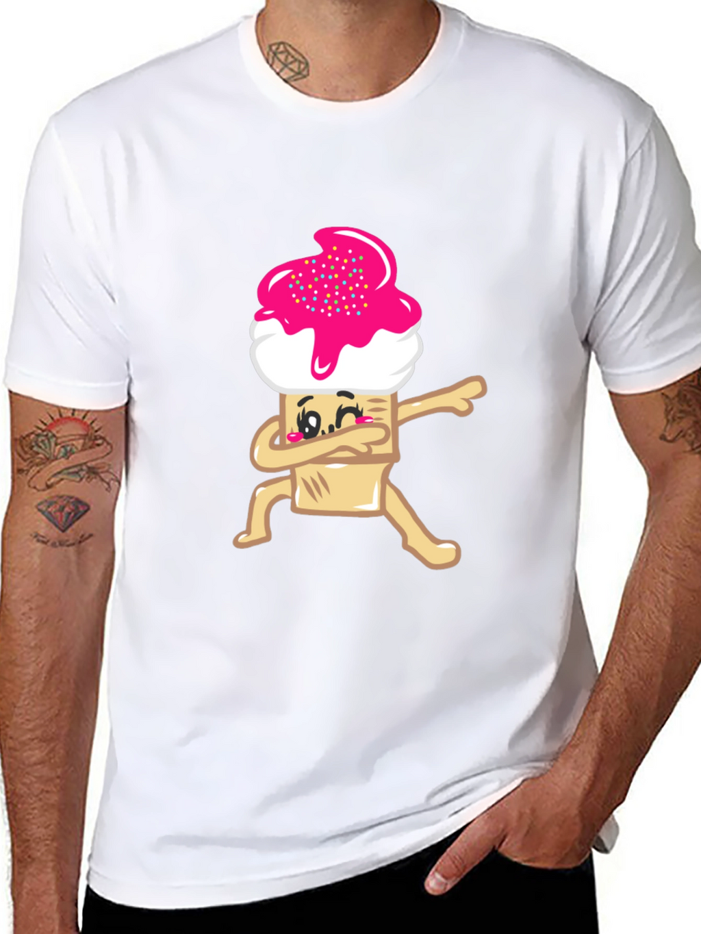Dabbing Cupcake Graphic Tee - Black Cotton T-Shirt