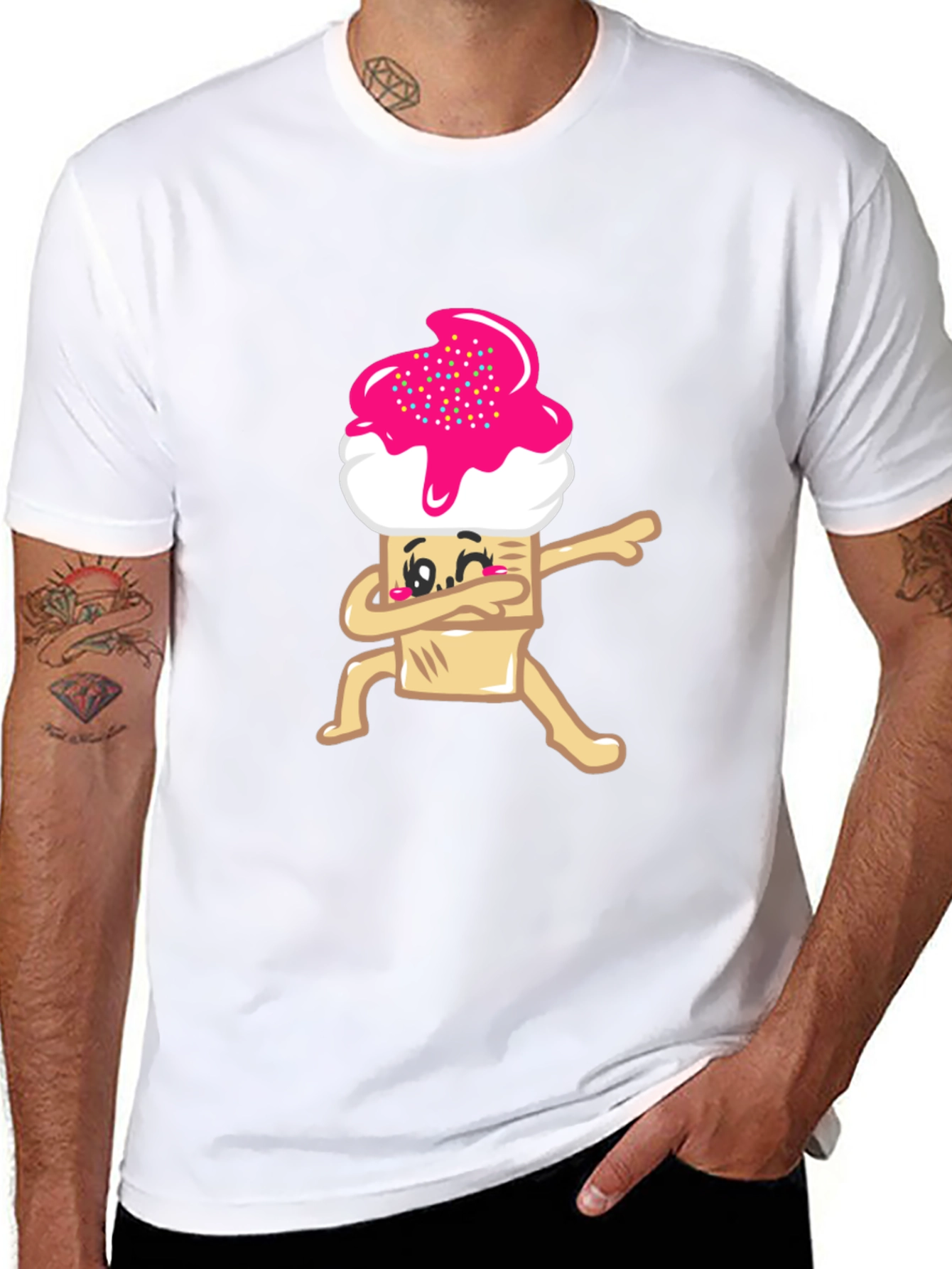Dabbing Cupcake Graphic Tee - Black Cotton T-Shirt