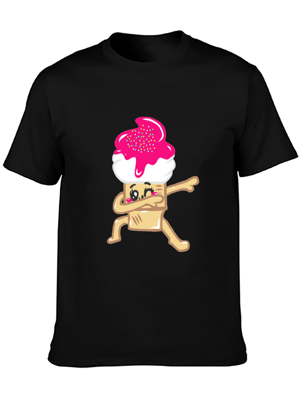 Dabbing Cupcake Graphic Tee - Black Cotton T-Shirt
