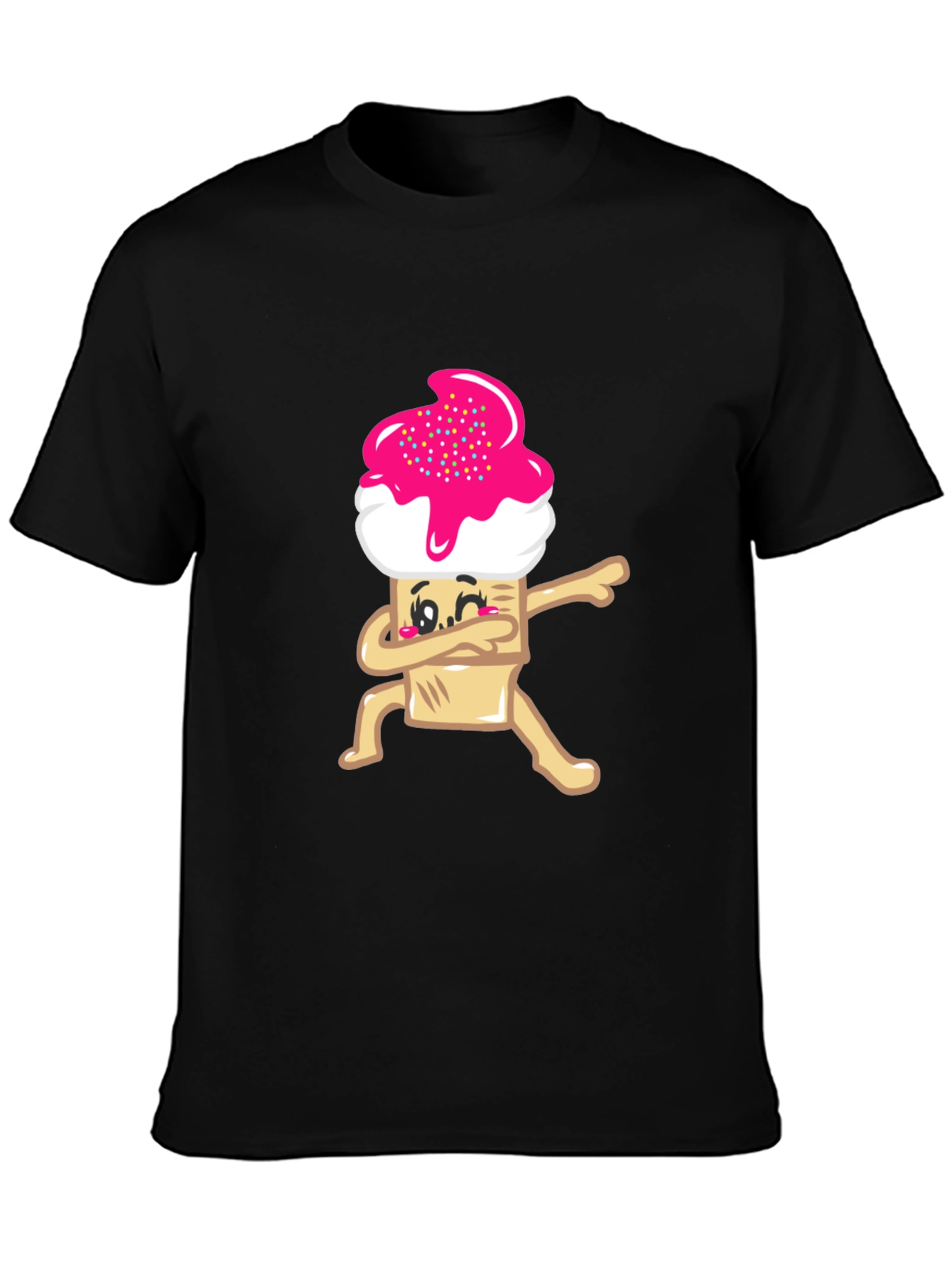 Dabbing Cupcake Graphic Tee - Black Cotton T-Shirt