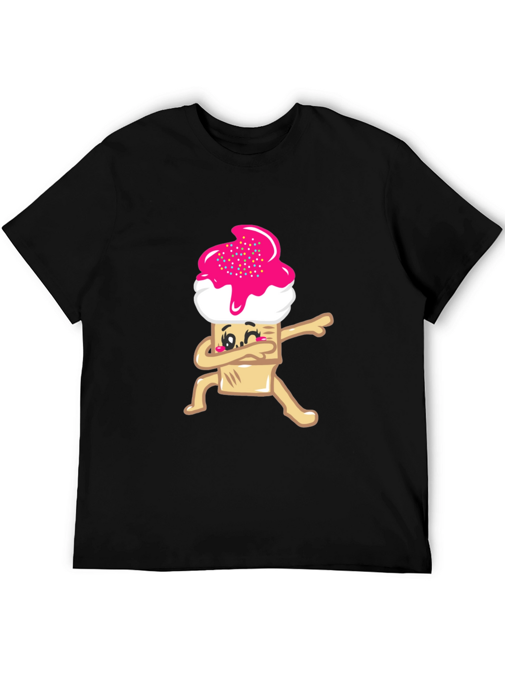 Dabbing Cupcake Graphic Tee - Black Cotton T-Shirt