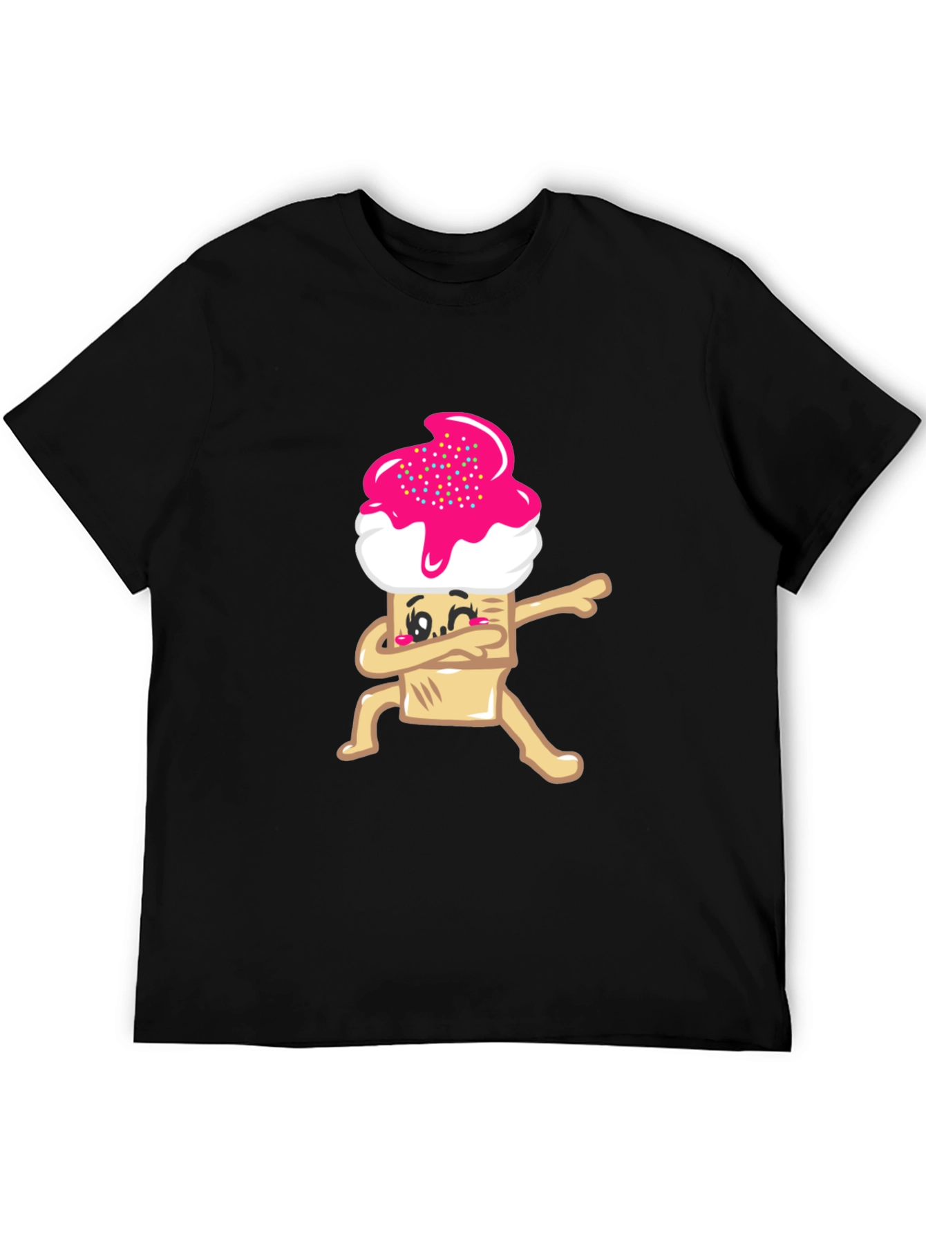 Dabbing Cupcake Graphic Tee - Black Cotton T-Shirt