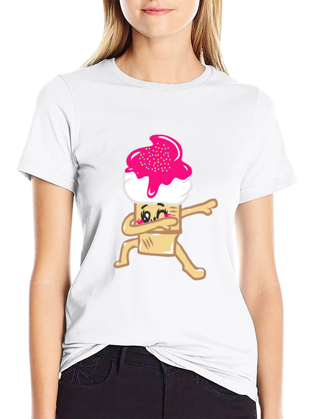 Dabbing Cupcake Graphic Tee - Black Cotton T-Shirt