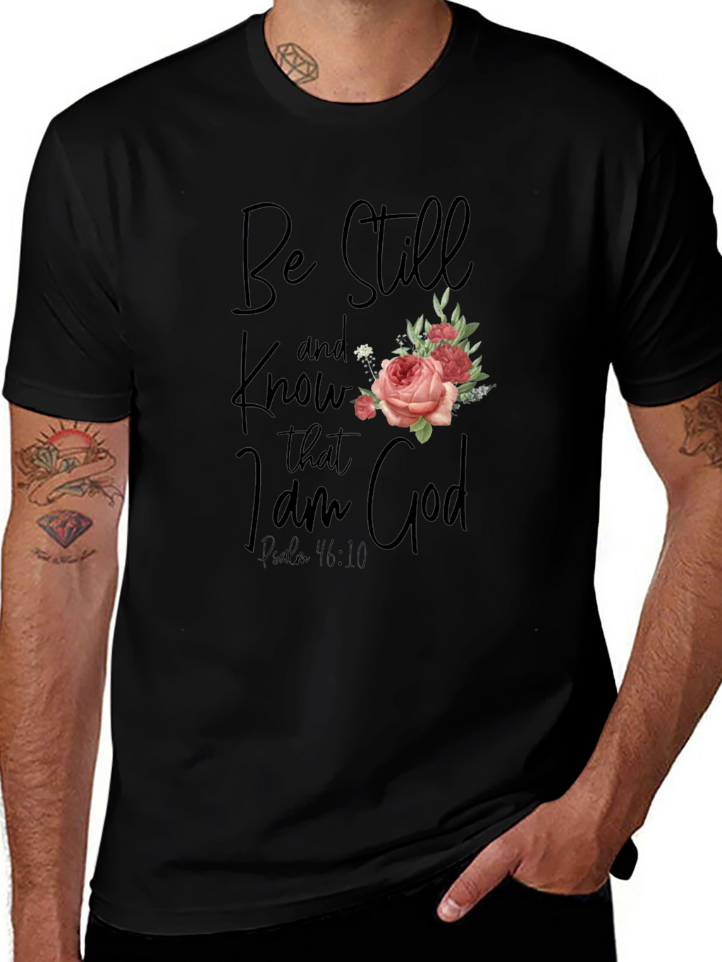 Be Still and Know T-Shirt with Floral Accent