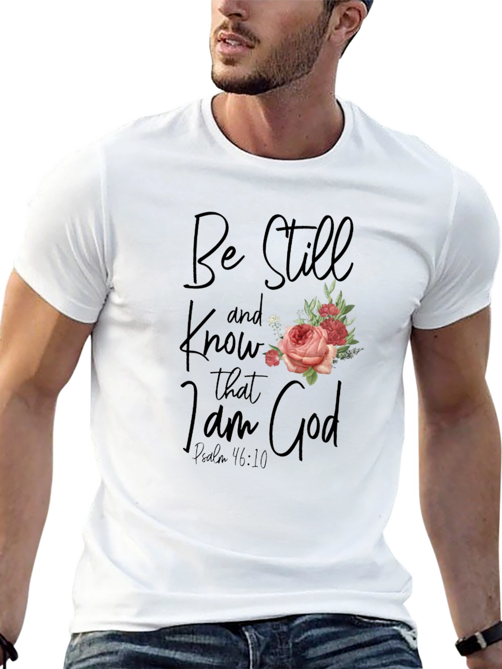 Be Still and Know T-Shirt with Floral Accent