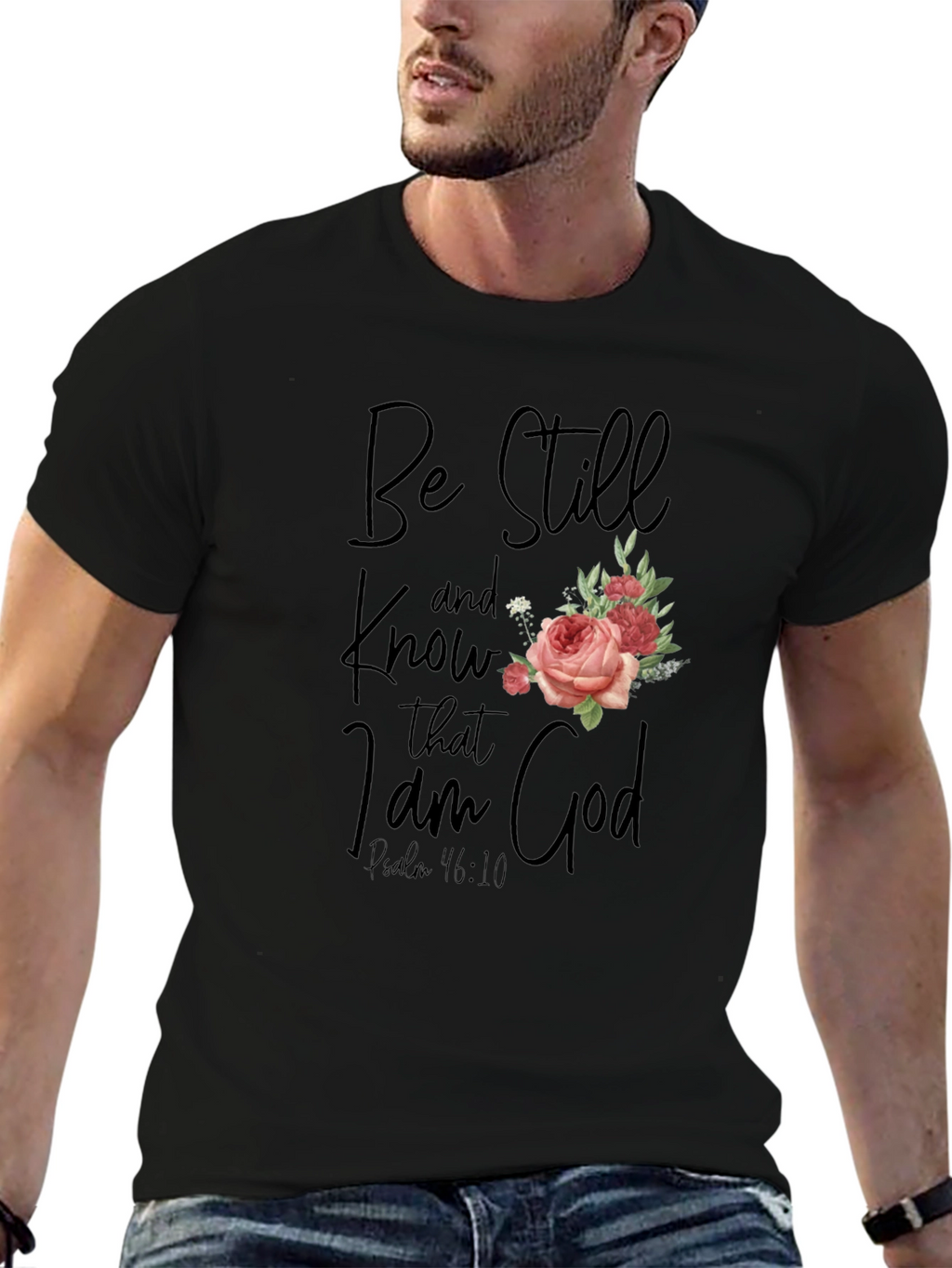 Be Still and Know T-Shirt with Floral Accent