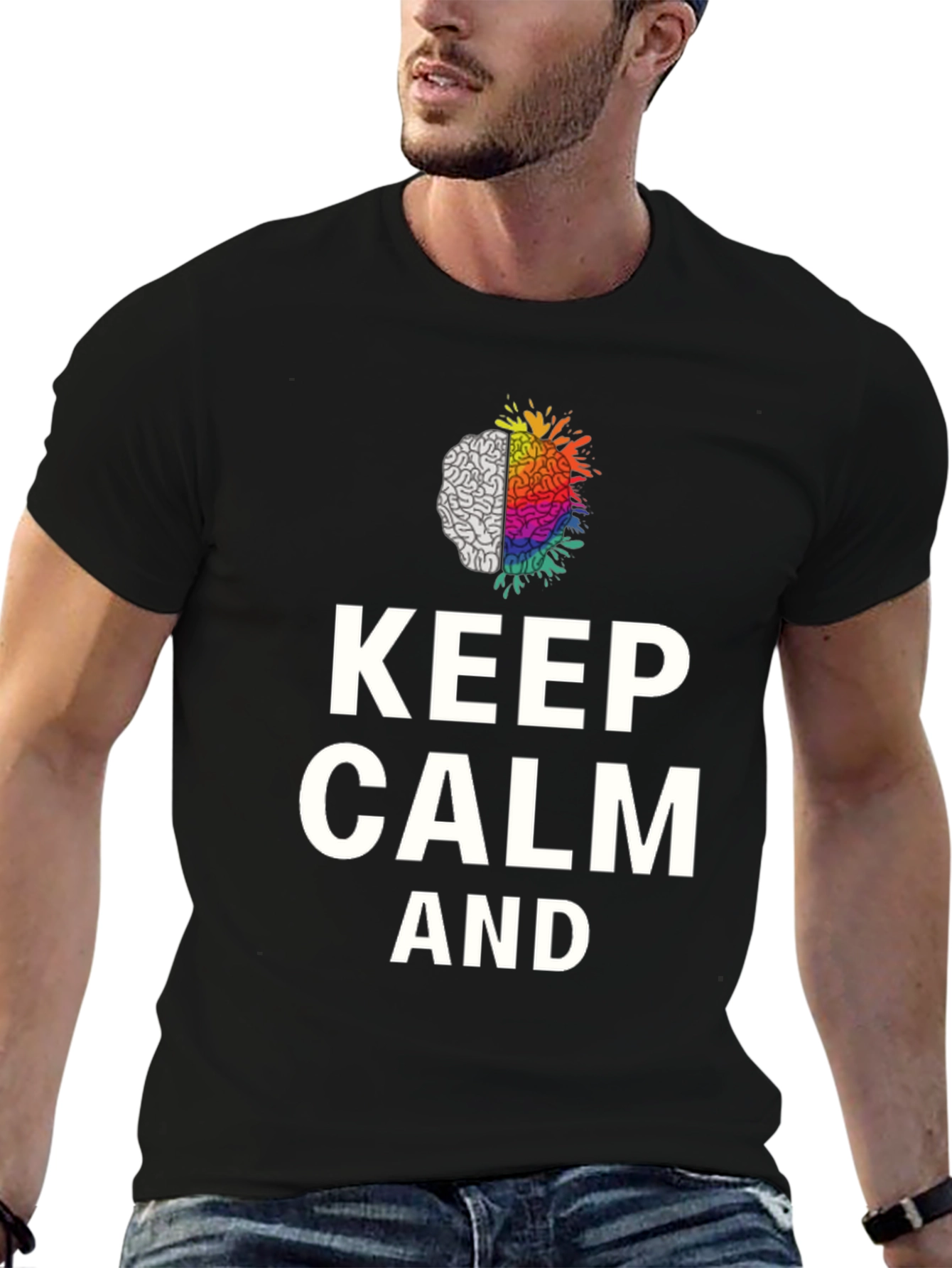 Keep Calm Brain Graphic Tee - Soft Cotton Blend