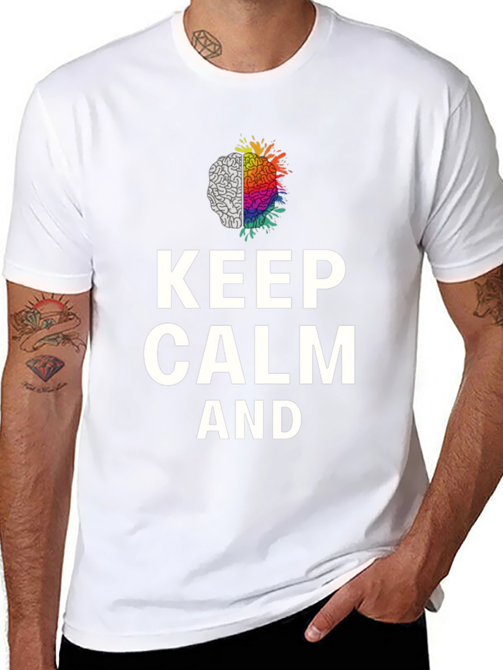 Keep Calm Brain Graphic Tee - Soft Cotton Blend