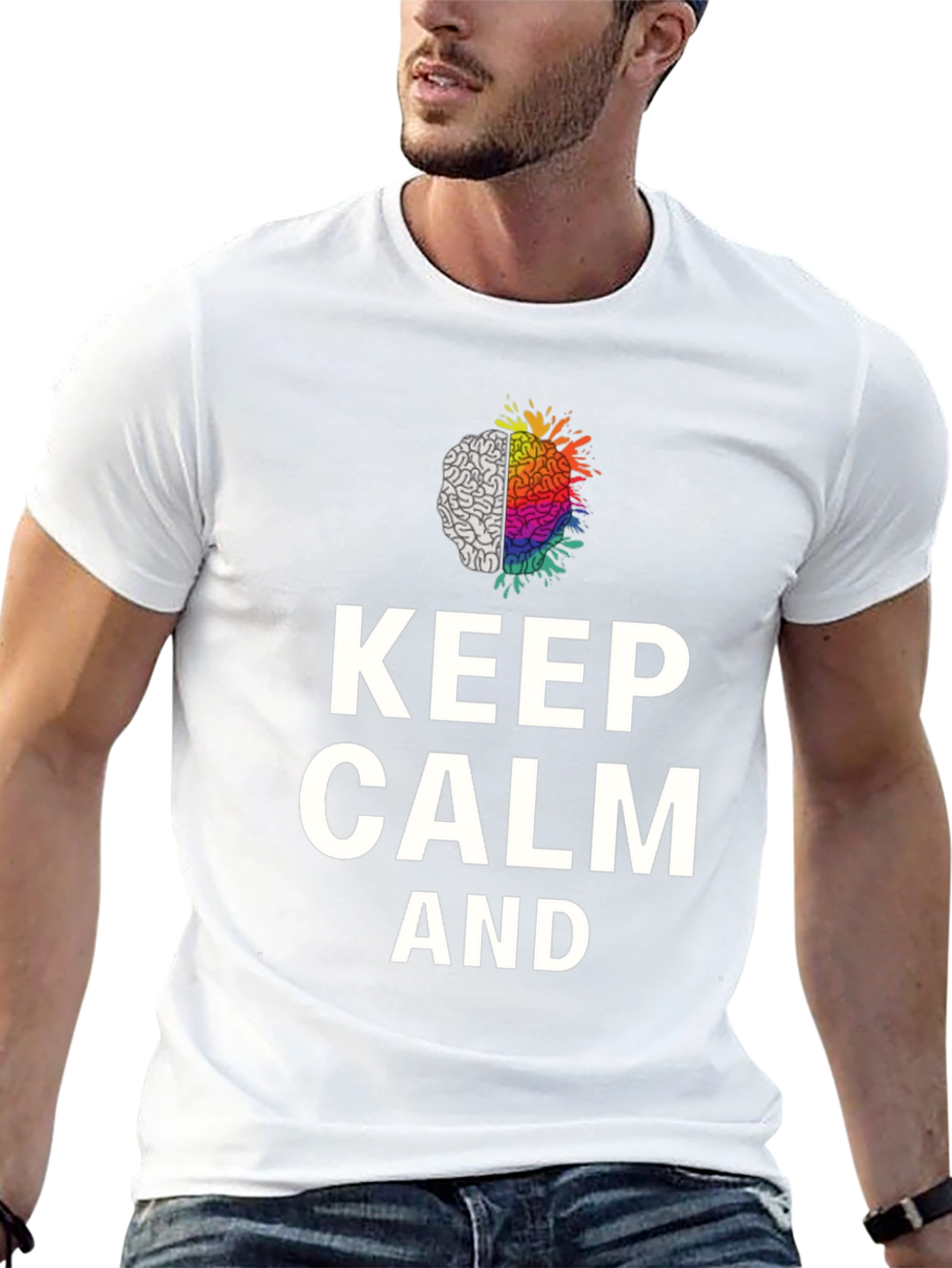 Keep Calm Brain Graphic Tee - Soft Cotton Blend