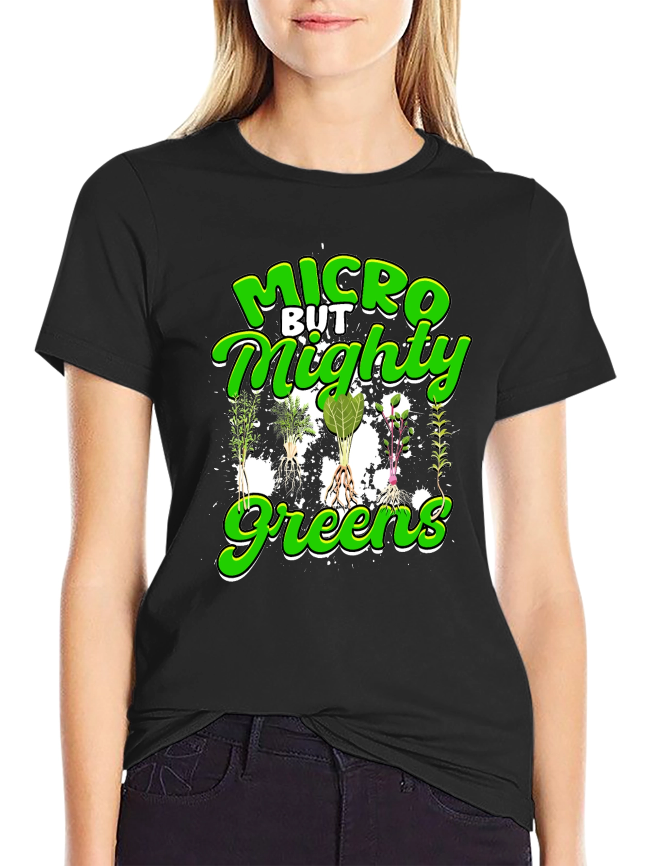 Micro But Mighty Greens T-Shirt - Black